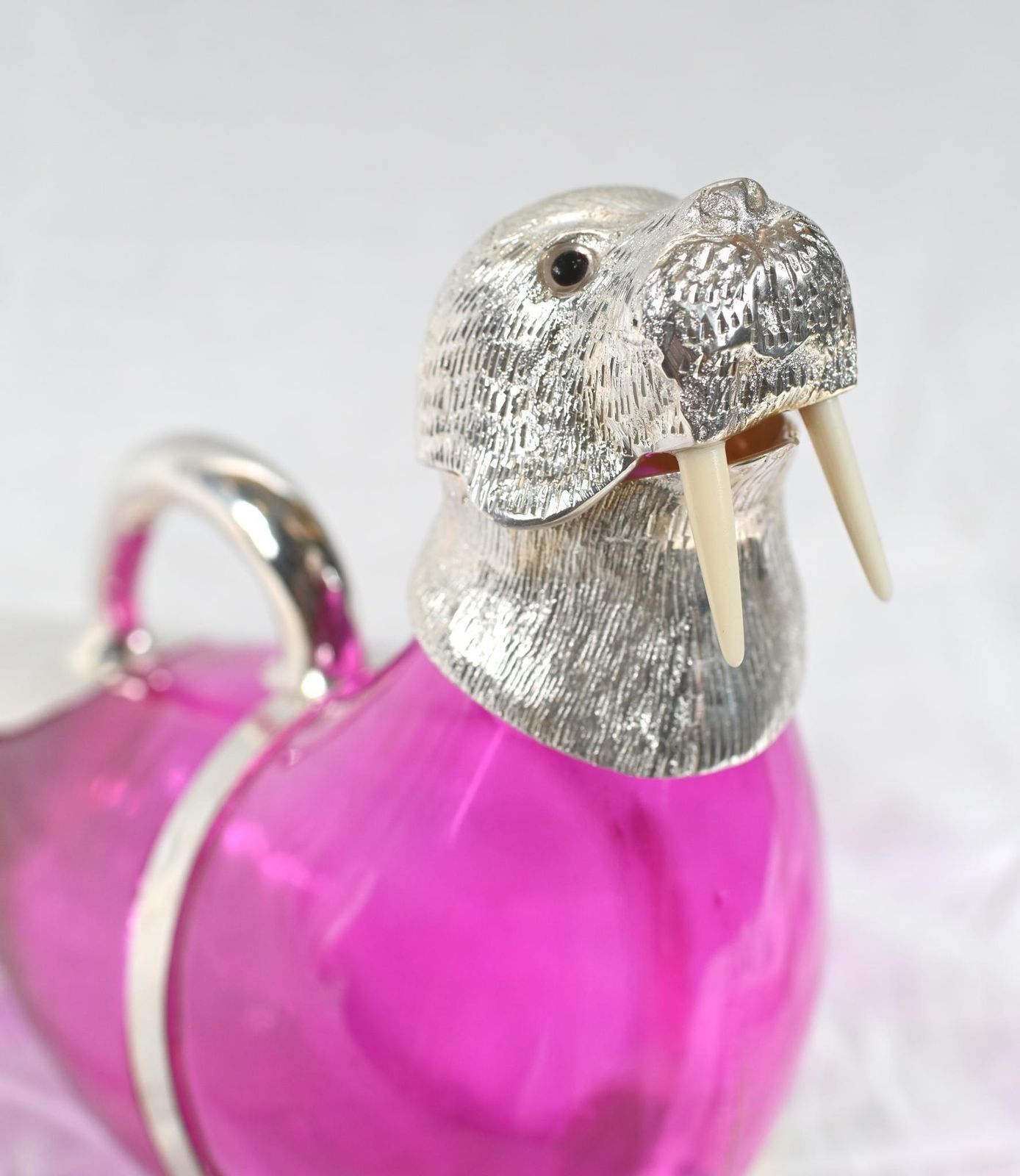 Silver Plate Walrus Decanter Glass Jug Display photo Home Decor