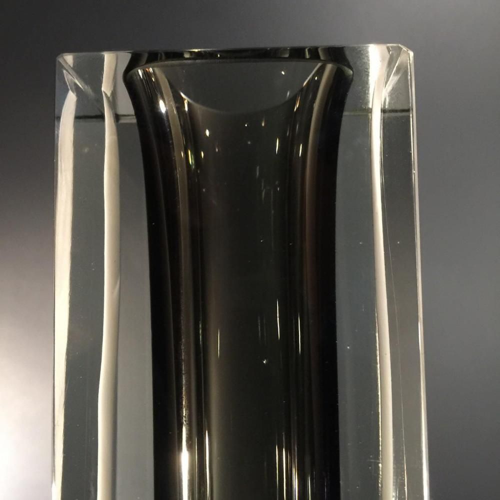 photo for sale White And Black Striped Sommerso Murano Glass Vase Attributed To Flavio Poli For Seguso, 1960s