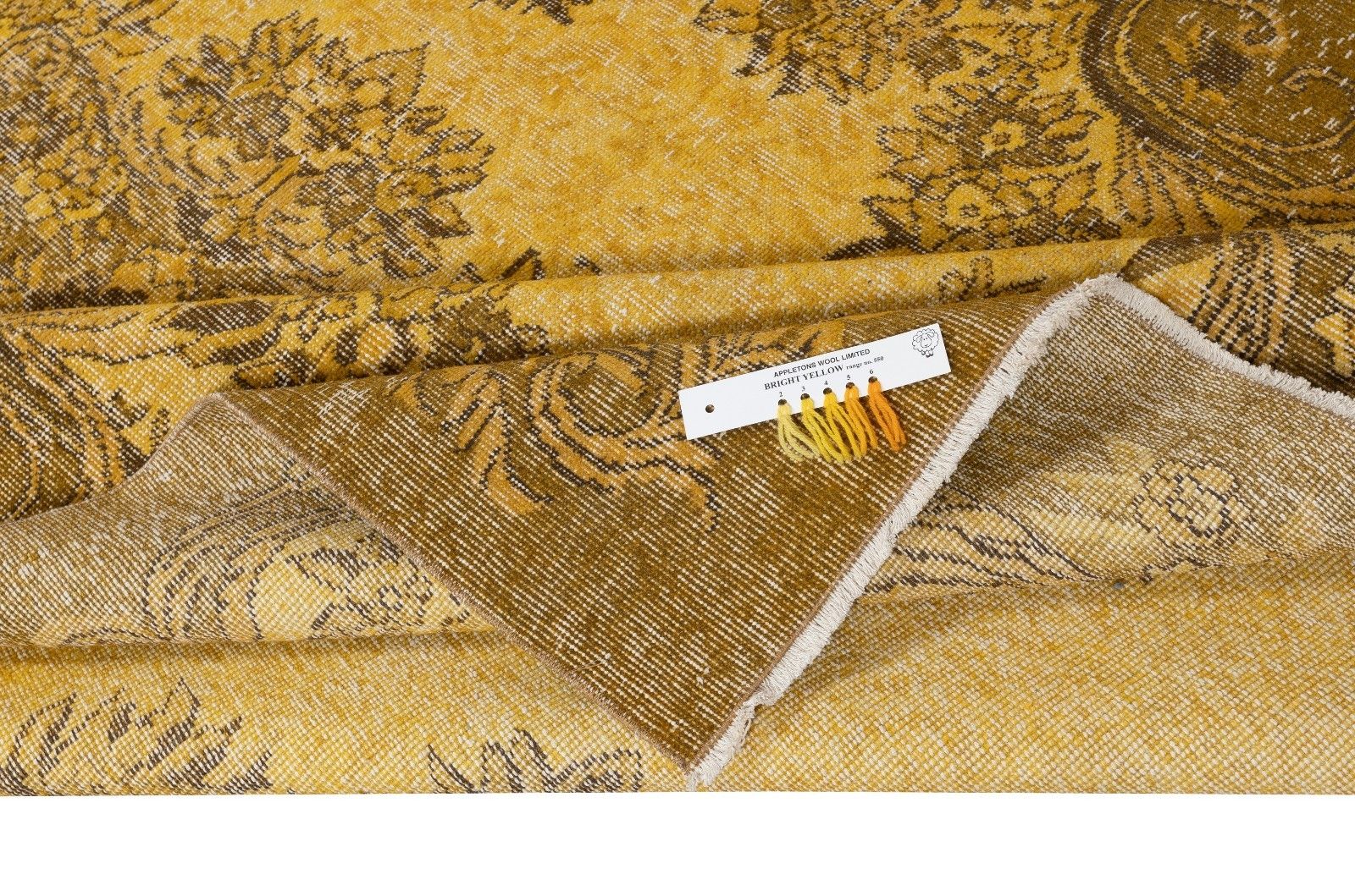 5.8x9.5 Ft Vintage Handmade Turkish Rug Overdyed In Yellow For Modern Interiors photo for sale