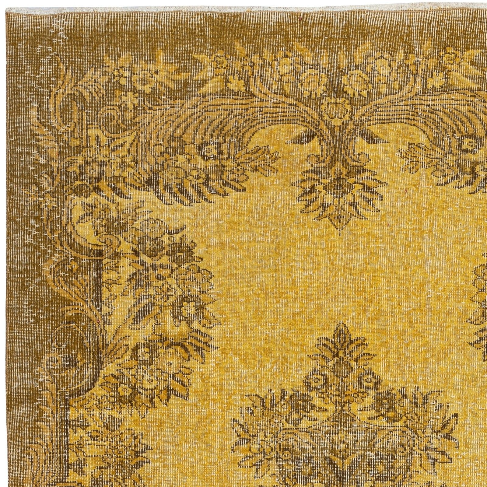 5.8x9.5 Ft Vintage Handmade Turkish Rug Overdyed In Yellow For Modern Interiors photo 552.0