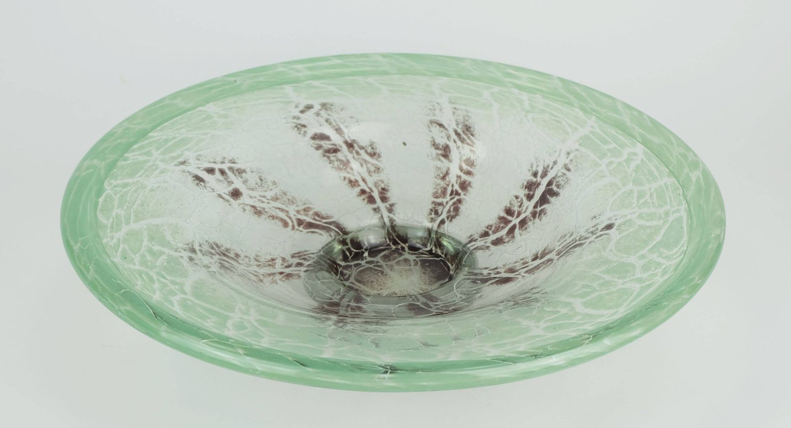 photo vinterior Fantastic Large Wmf Art Deco Ikora Glass Bowl Karl Wiedmann 1930s Green And