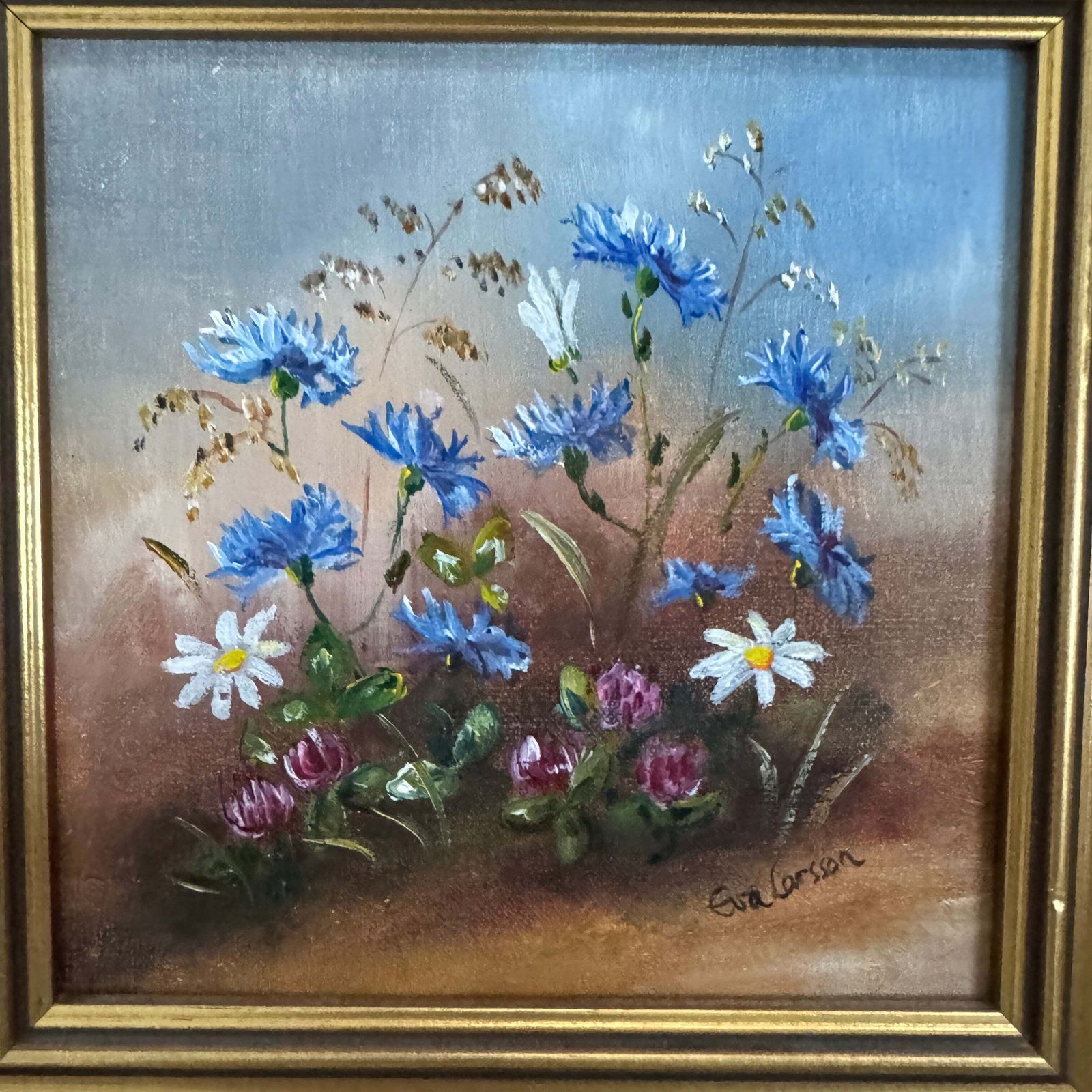 Swedish Meadows   A Quartet. Vintage Swedish Oil Paintings By Eva Larsson. photo Art
