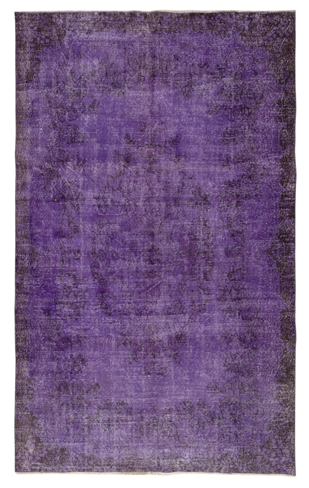 6.5x10.6 Ft Vintage Handmade Turkish Rug Overdyed In Purple For Modern Interiors