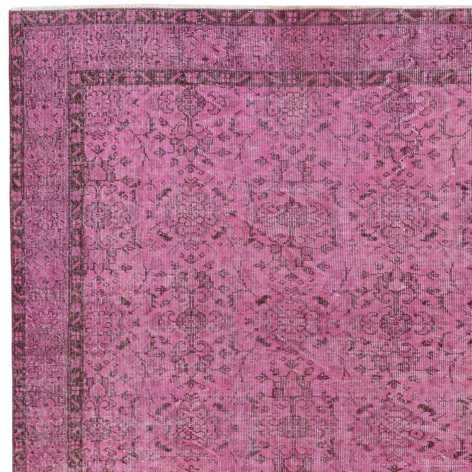 5.6x9.7 Ft Modern Pink Turkish Rug. Vintage Handmade Wool Area Rug photo 526.0