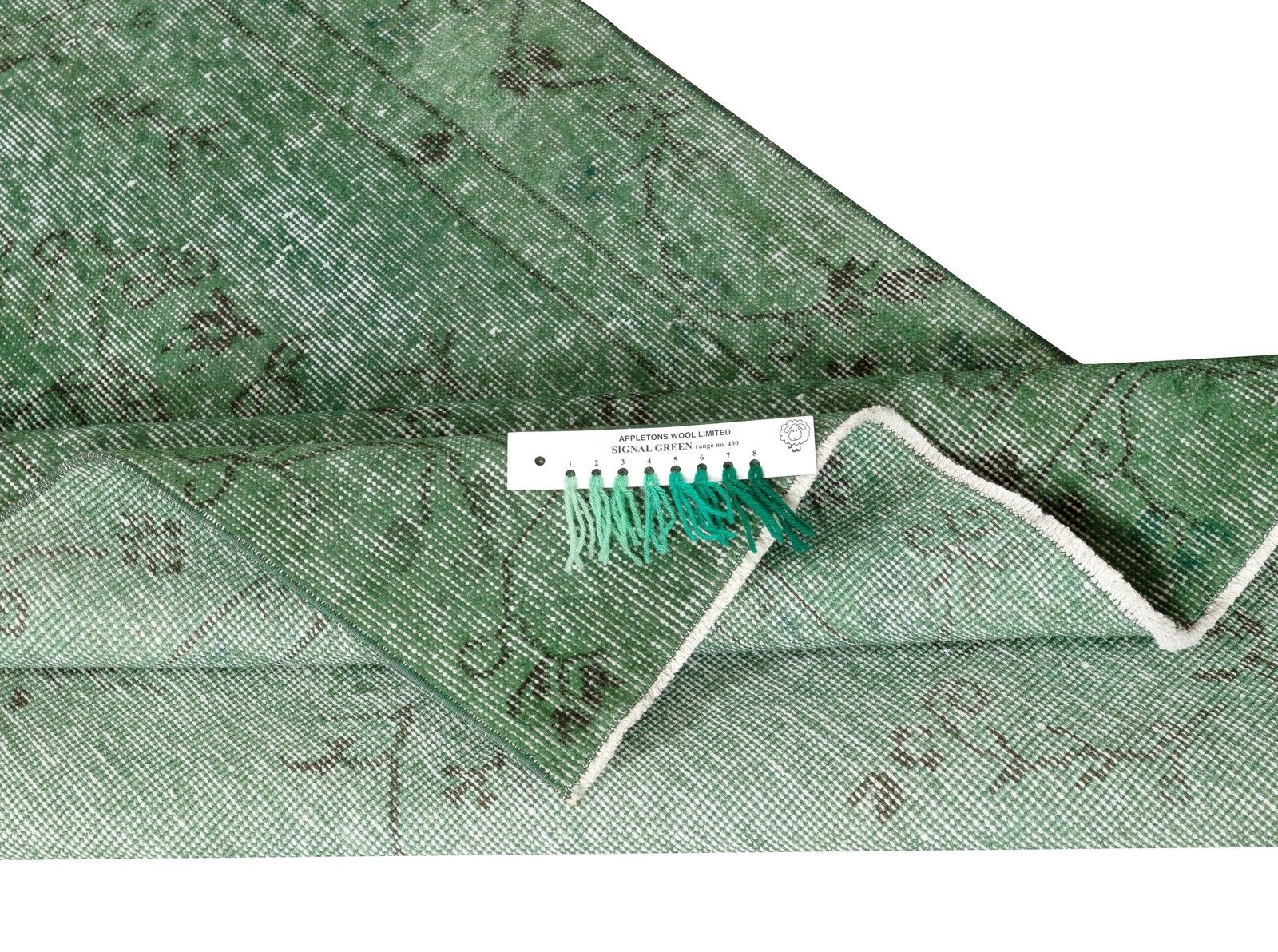 3.7x6.8 Ft Handmade Vintage Turkish Rug Overdyed In Green For Modern Interiors photo for sale