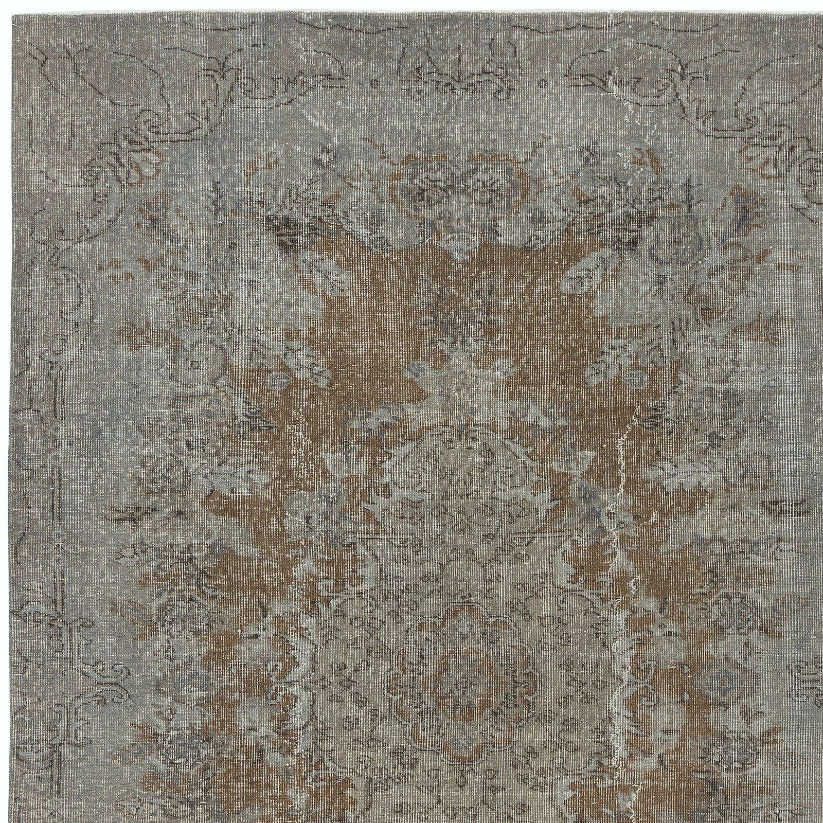 5.5x8 Ft Gray Overdyed Vintage Turkish Rug. Hand Knotted Carpet For Modern Home photo 494.0