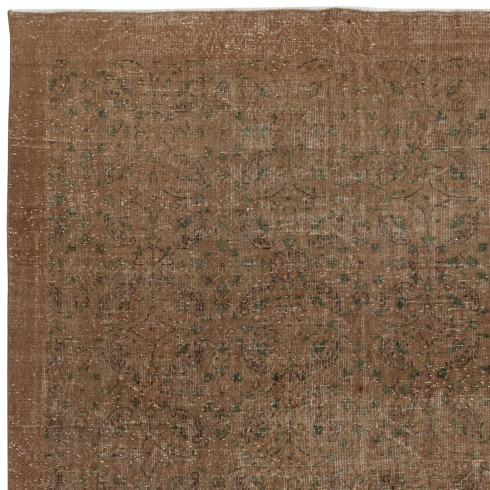 7x10.5 Ft Handknotted Vintage Turkish Rug Overdyed In Brown For Modern Interiors photo 836.0