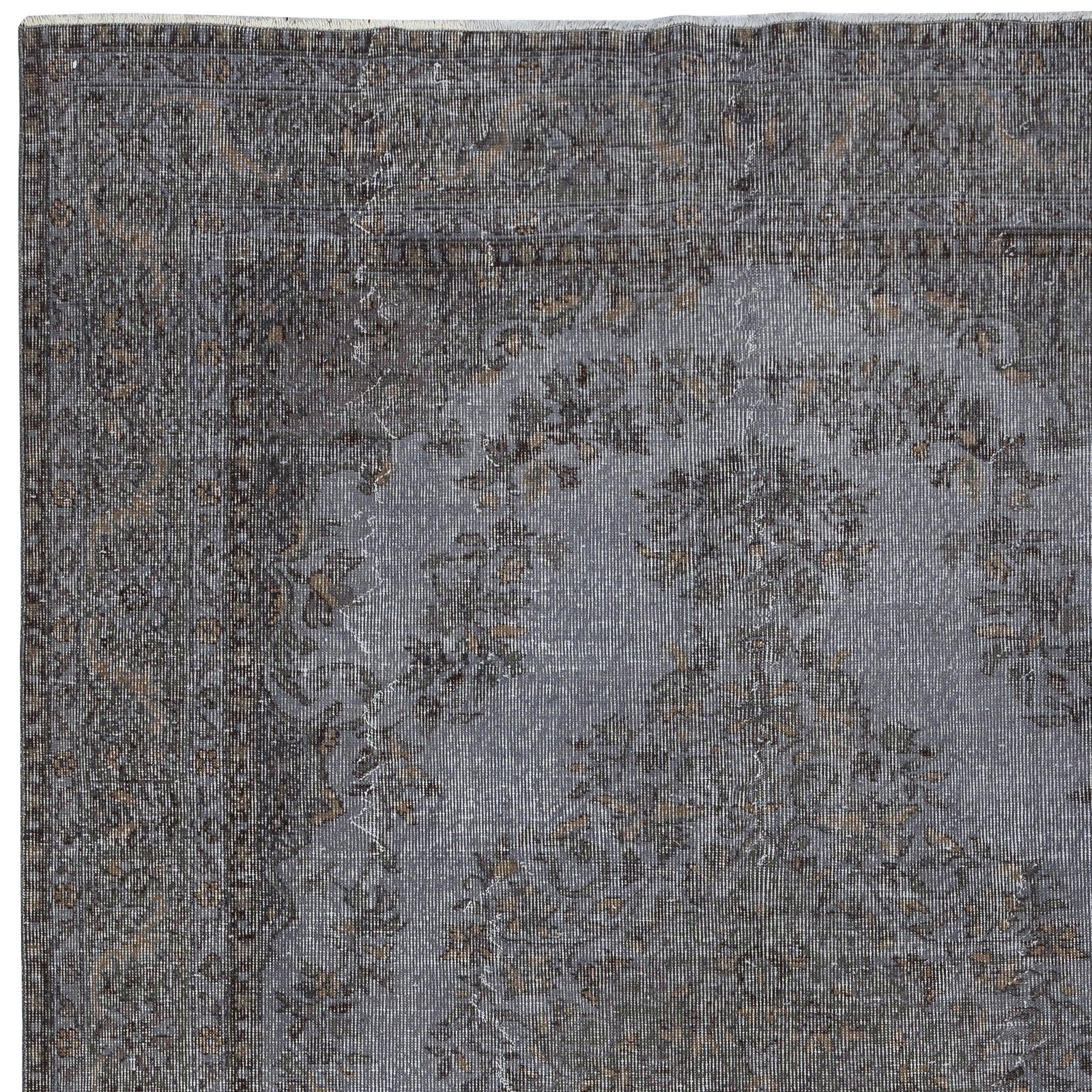 6.5x9.8 Ft Gray Overdyed Vintage Rug For Modern Interiors. Handknotted In Turkey photo 669.0