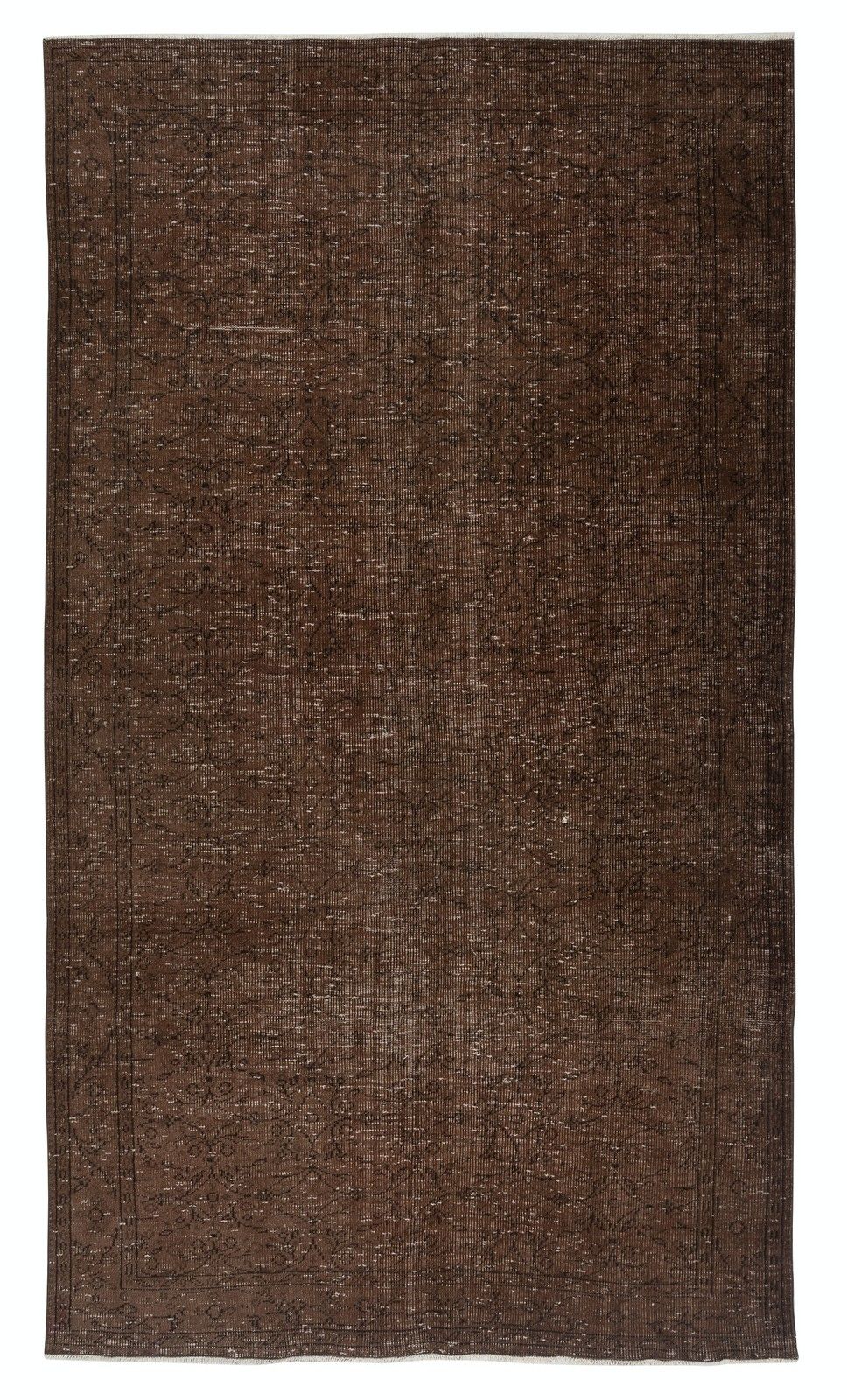 6x10.5 Ft Brown Turkish Rug For Bedroom. Vintage Handmade Rug For Living Room