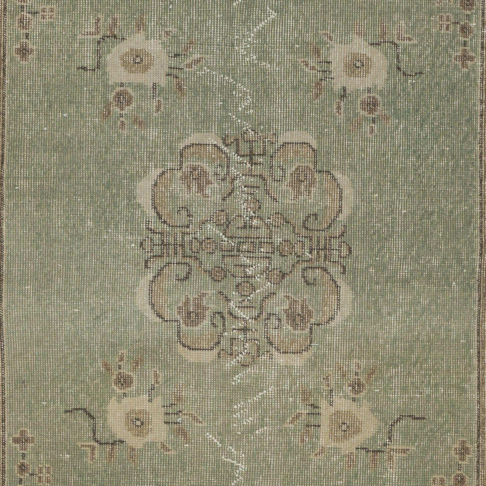 3.7x6.7 Ft Vintage Green Rug With Chinese Art Deco Design. Handknotted In Turkey photo Textiles