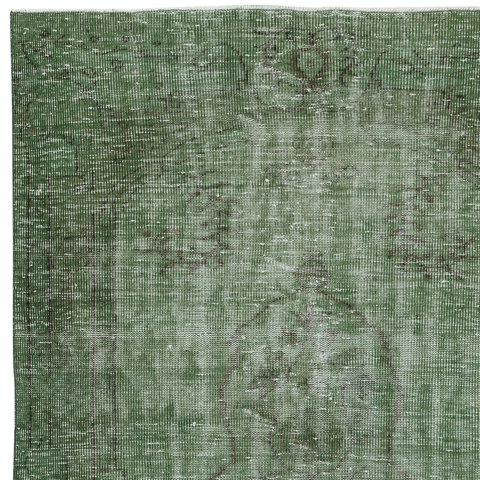 4.5x8.3 Ft Handmade Turkish Area Rug. Vintage Overdyed Green Rug For Modern Home photo 358.0