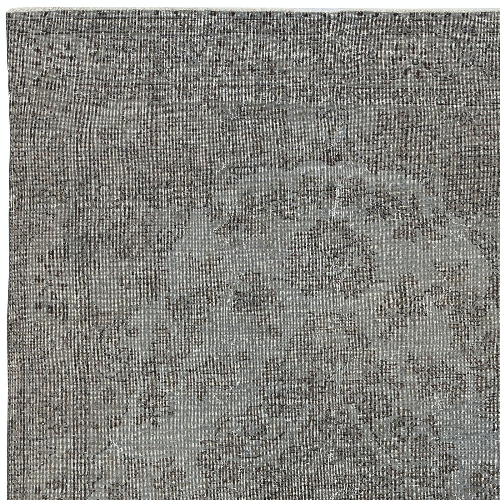 6.3x10 Ft Gray Overdyed Vintage Rug For Modern Interiors. Handknotted In Turkey photo 626.0