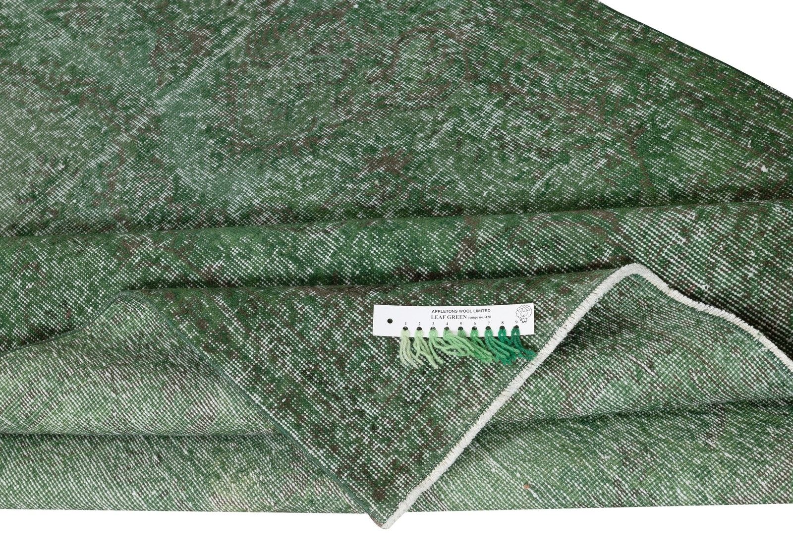 5.3x9 Ft Hand Knotted Vintage Turkish Rug Overdyed In Green For Modern Interiors photo for sale