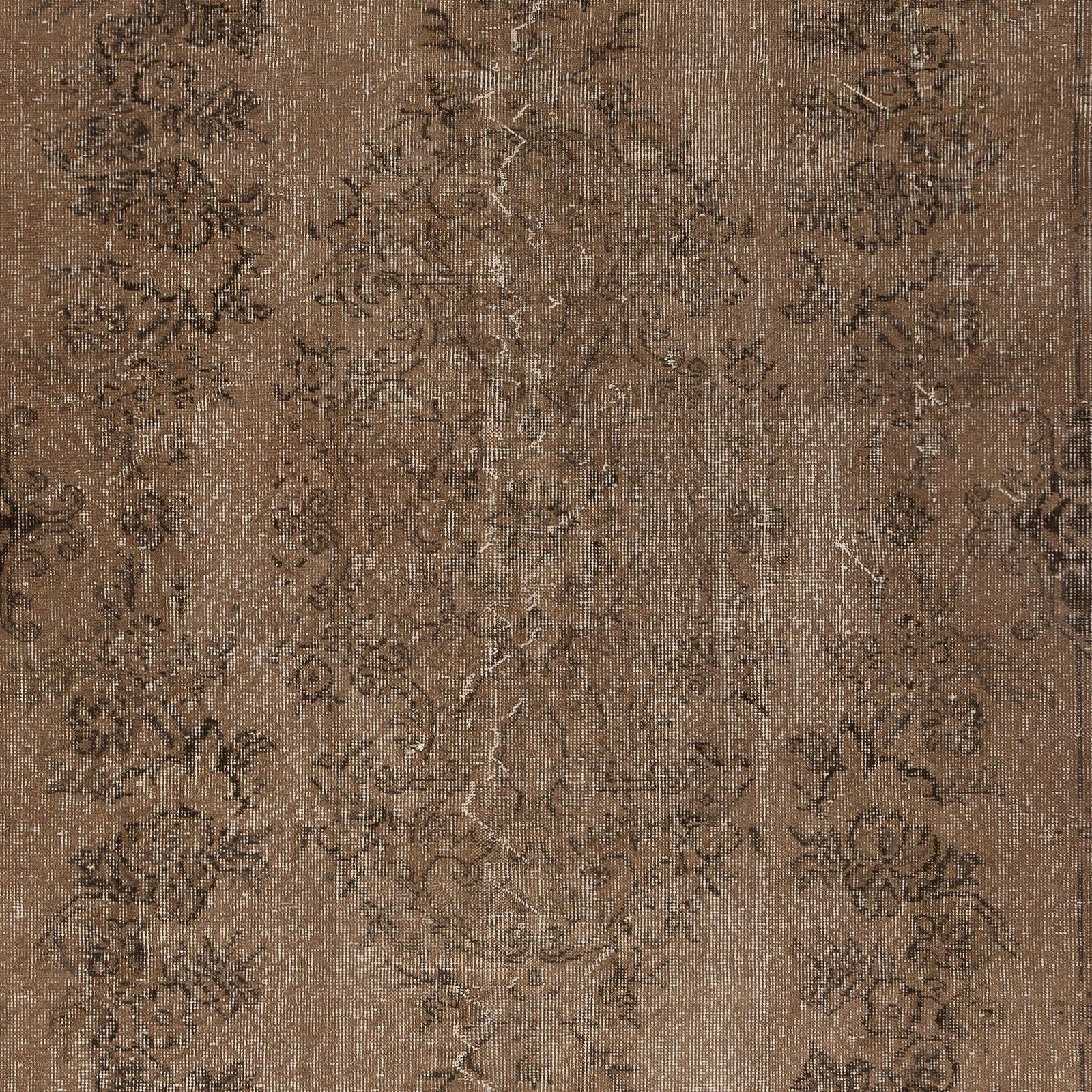 5.6x9 Ft Vintage Handmade Turkish Area Rug Overdyed In Brown For Modern Interior photo Textiles