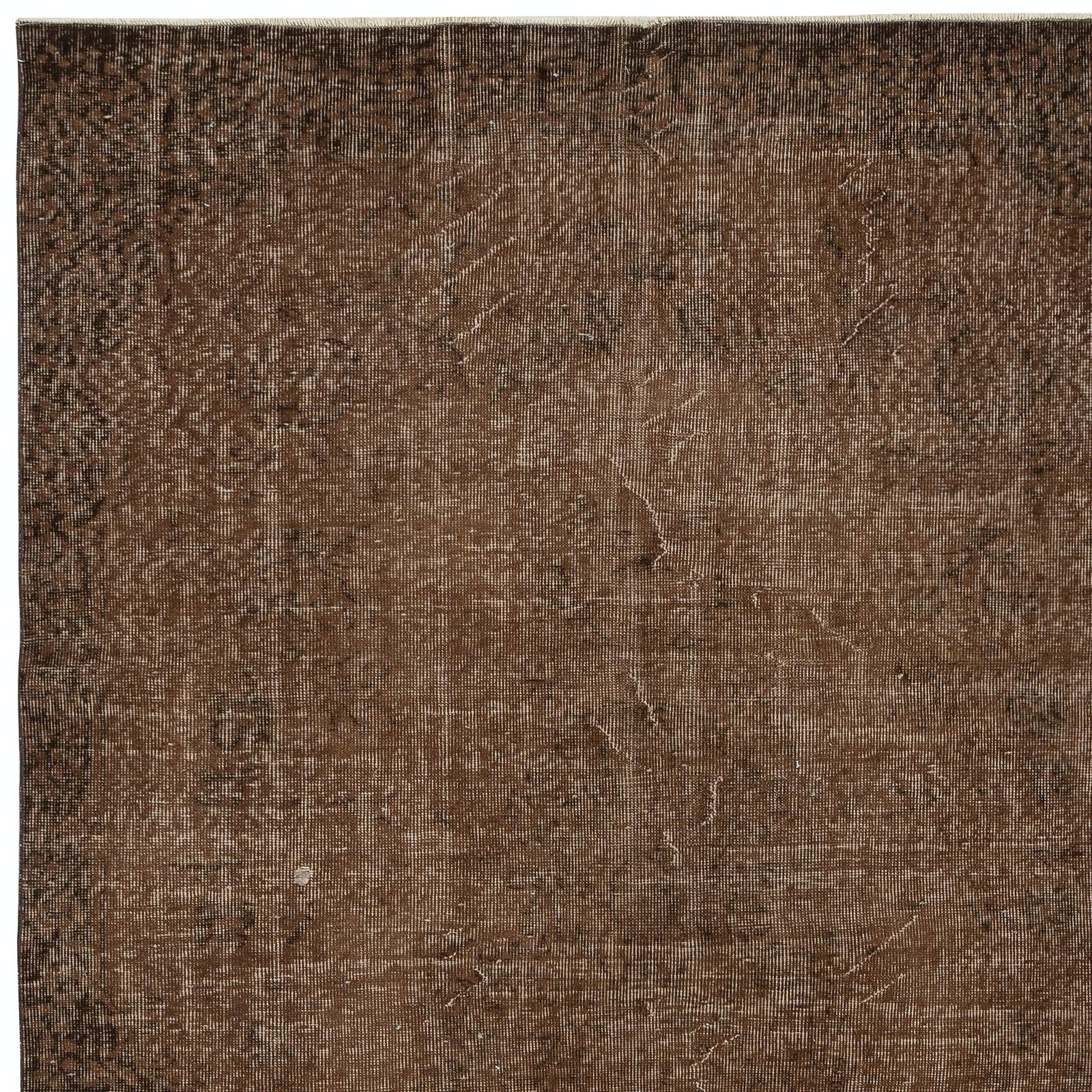 5.5x9.3 Ft Vintage Handmade Turkish Rug Overdyed In Brown For Modern Interiors photo 492.0