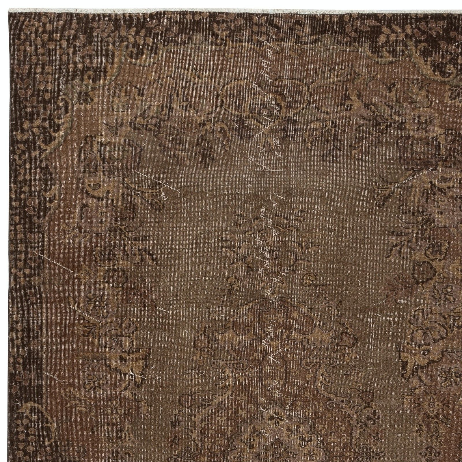 5.6x9.4 Ft Vintage Rug Redyed In Brown For Modern Interiors. Handmade In Turkey photo 506.0