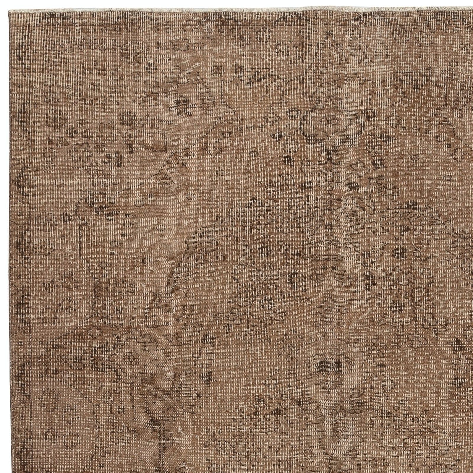 6x9.8 Ft Vintage Rug Overdyed In Brown For Modern Interiors. Handmade In Turkey photo 561.0