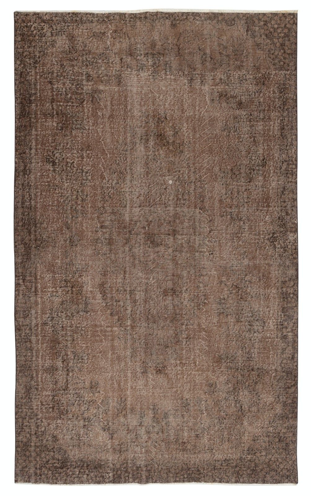 6x10.2 Ft Modern Handmade Turkish Rug. Vintage Brown Carpet For Living Room
