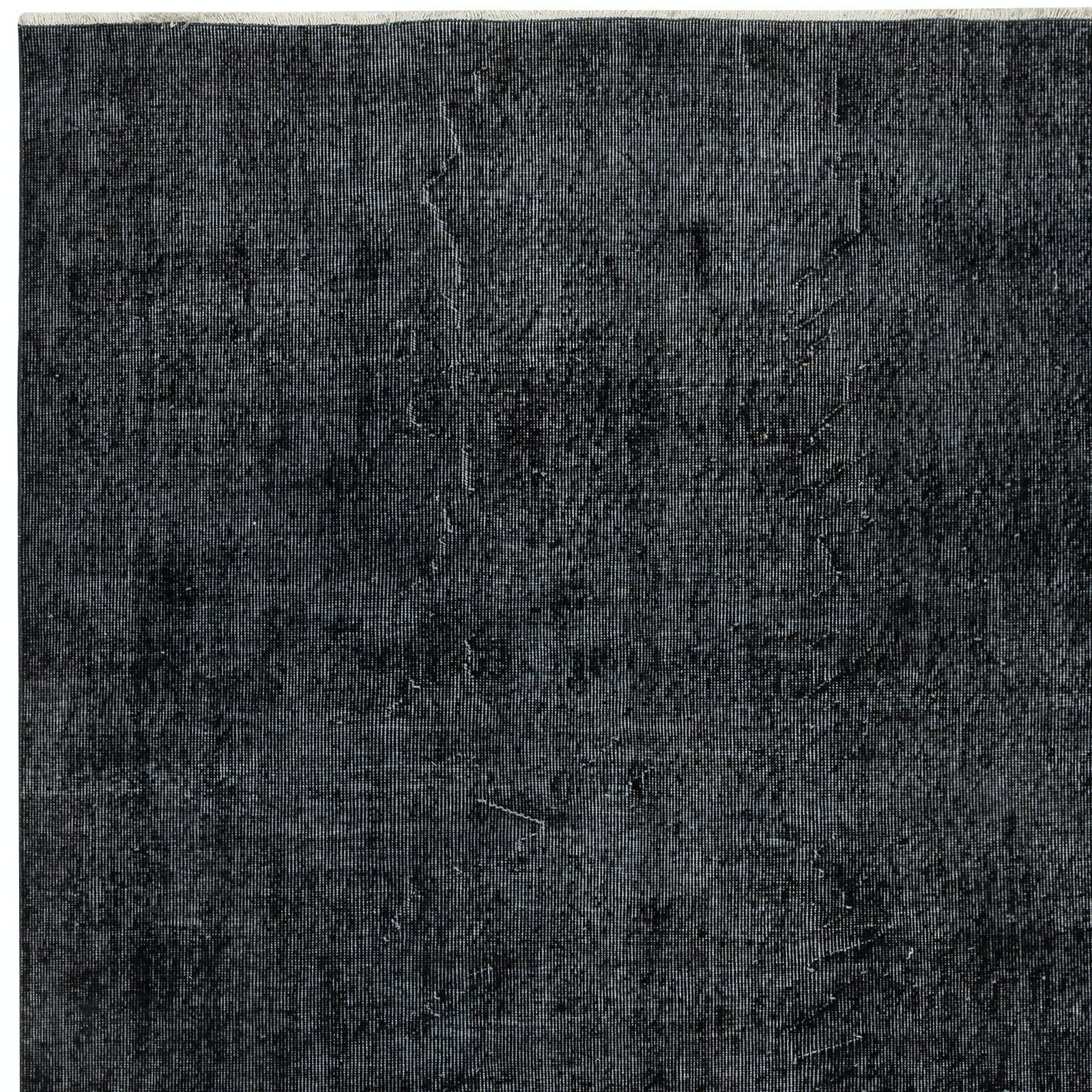 5.6x9 Ft Plain Black Overdyed Area Rug, Handknotted And Handwoven In Turkey photo 488.0