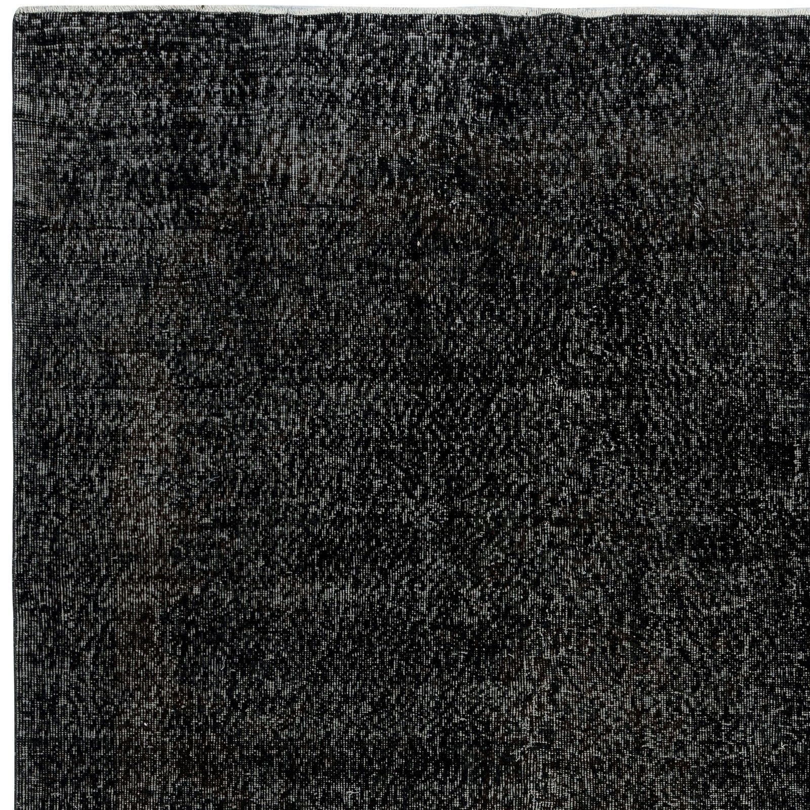6.4x9.8 Ft Plain Black Overdyed Area Rug, Handknotted And Handwoven In Turkey photo 660.0