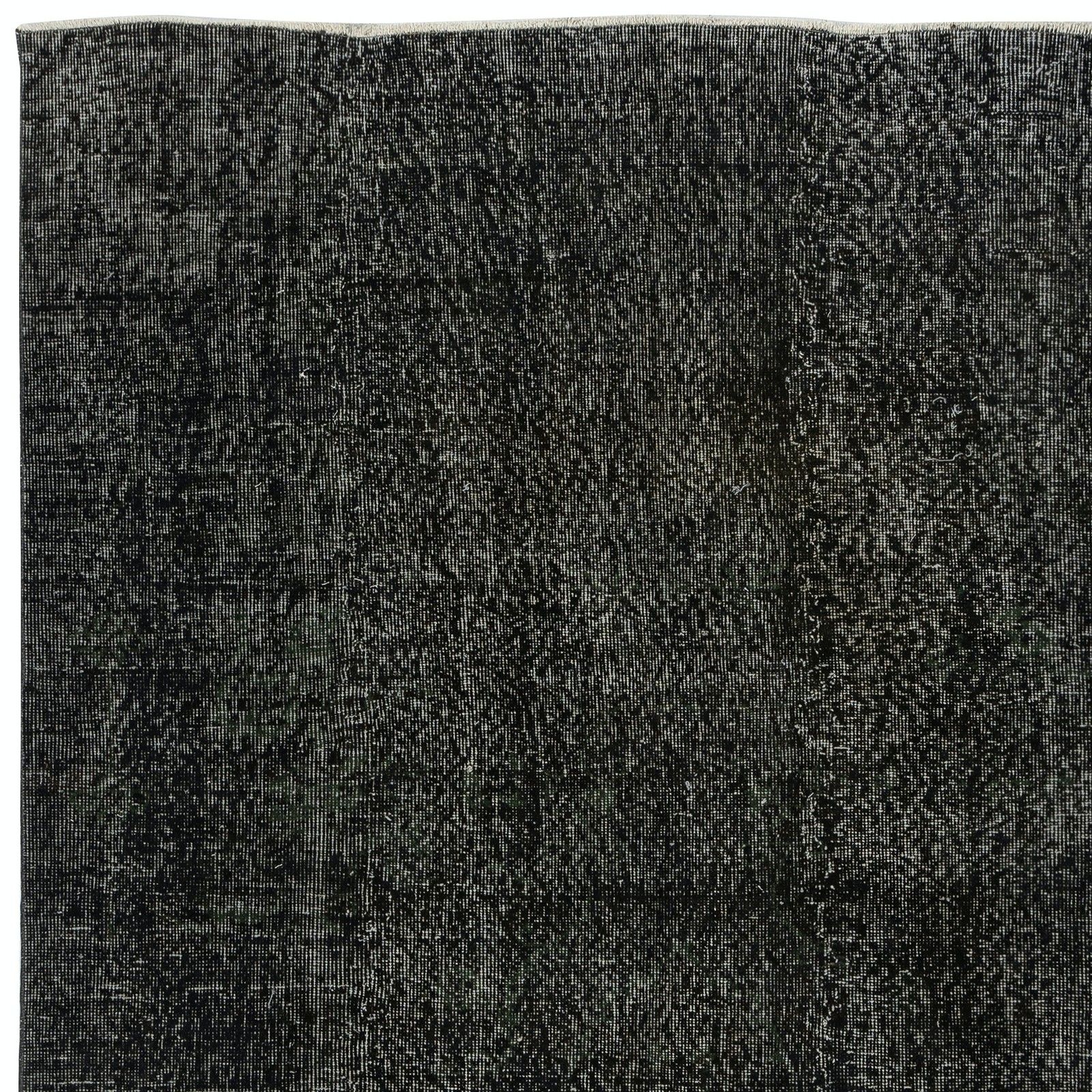 5.6x9 Ft Plain Black Overdyed Area Rug, Handknotted And Handwoven In Turkey photo 485.0