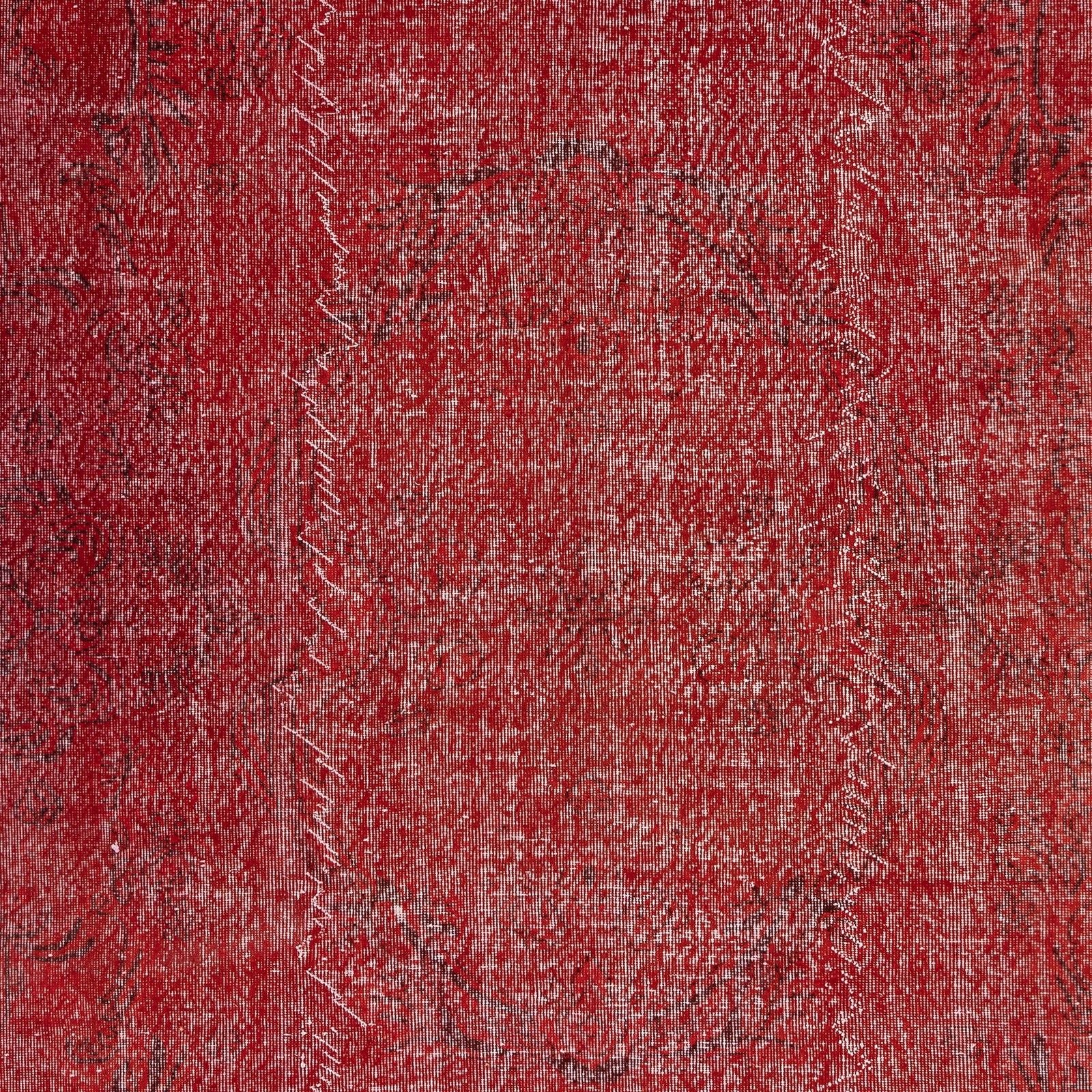 7x10.2 Ft Red Turkish Area Rug For Bedroom. Vintage Handmade Rug For Living Room photo Textiles