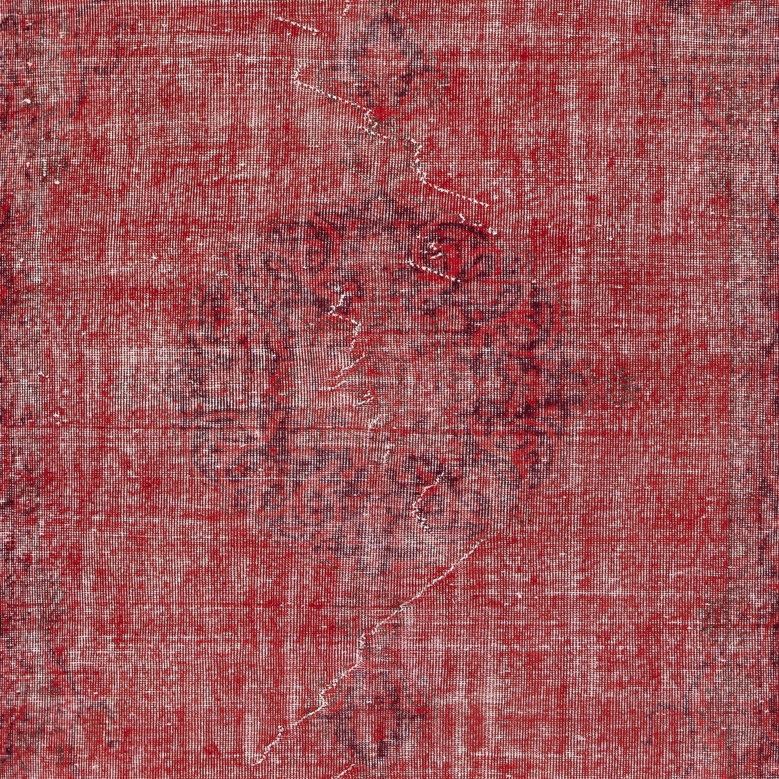 5.3x8.4 Ft Red Overdyed Handmade Rug. Vintage Turkish Area Rug For Living Room photo Textiles