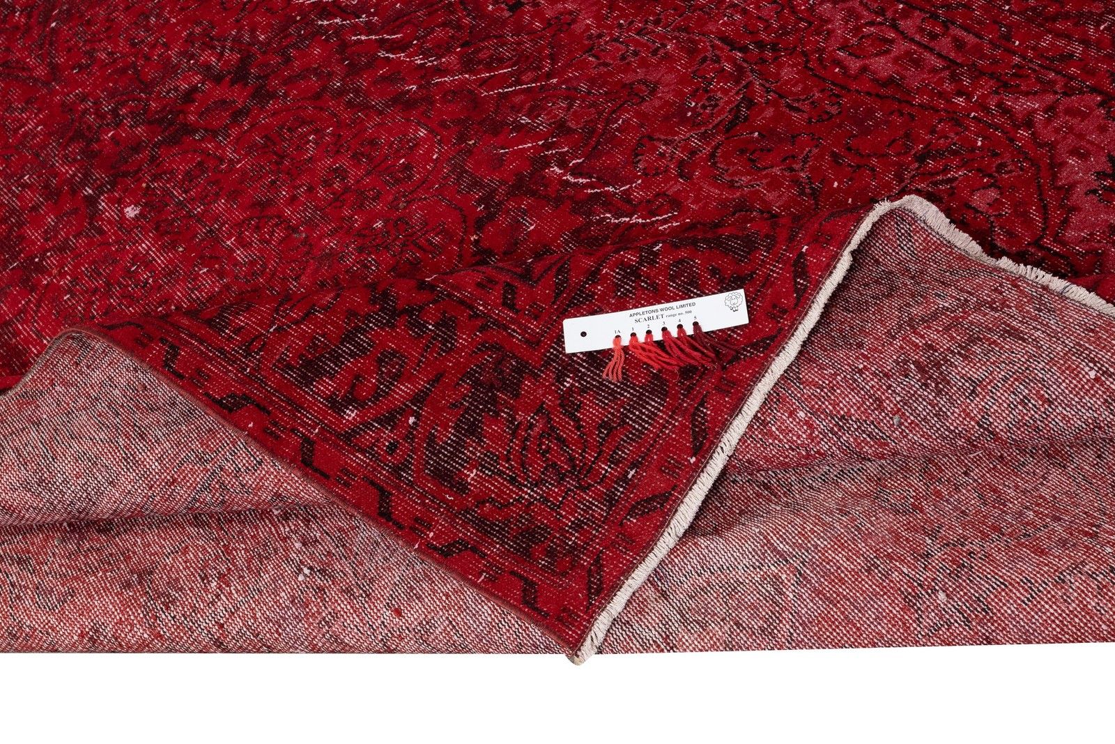 6.8x9.8 Ft Vintage Handmade Turkish Rug Overdyed In Red For Modern Interiors photo for sale
