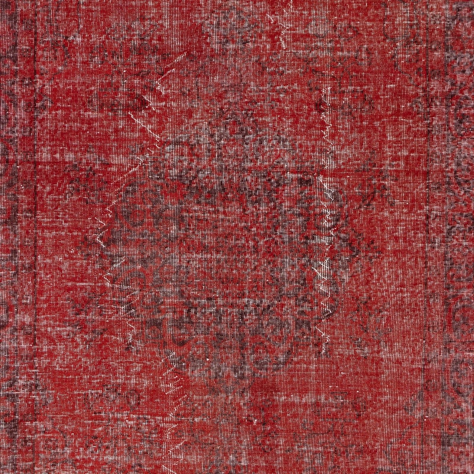5.5x9 Ft Vintage Handmade Turkish Rug Overdyed In Red For Modern Interiors photo Textiles