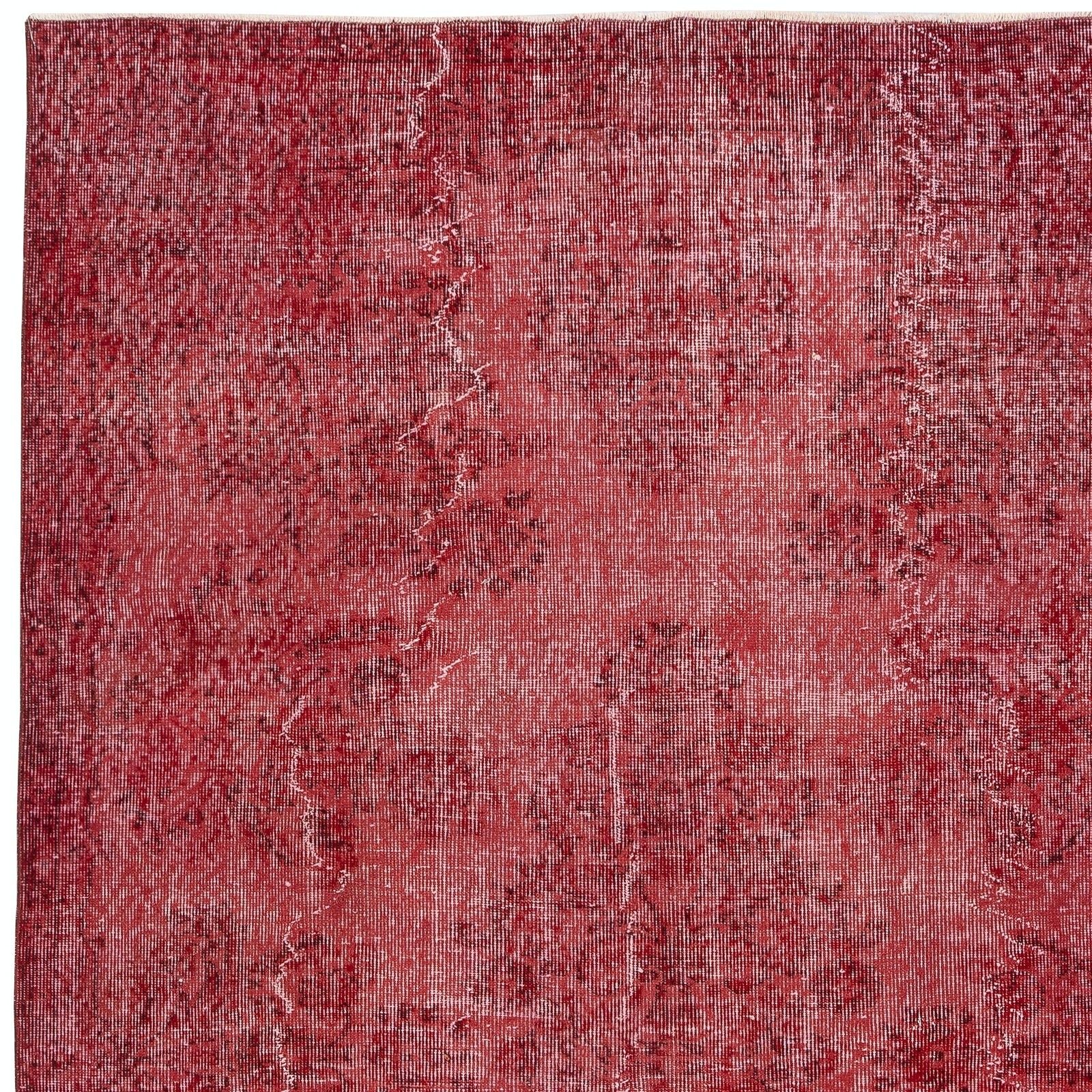 5.7x8.8 Ft Red Overdyed Vintage Rug For Modern Interiors. Handknotted In Turkey photo 489.0