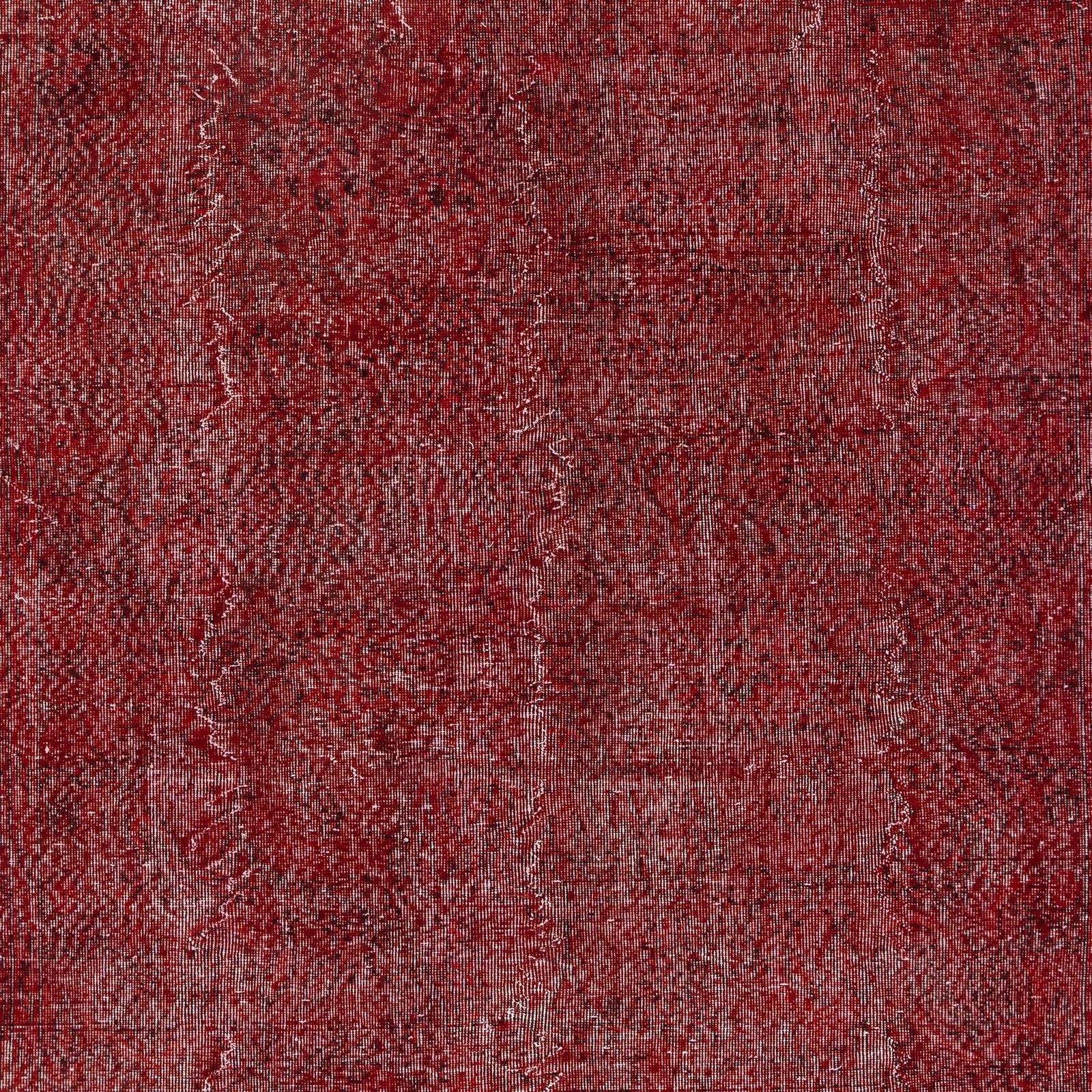 6.5x10 Ft Vintage Turkish Rug. Overdyed Red, Handmade Rug For Modern Interiors photo Textiles