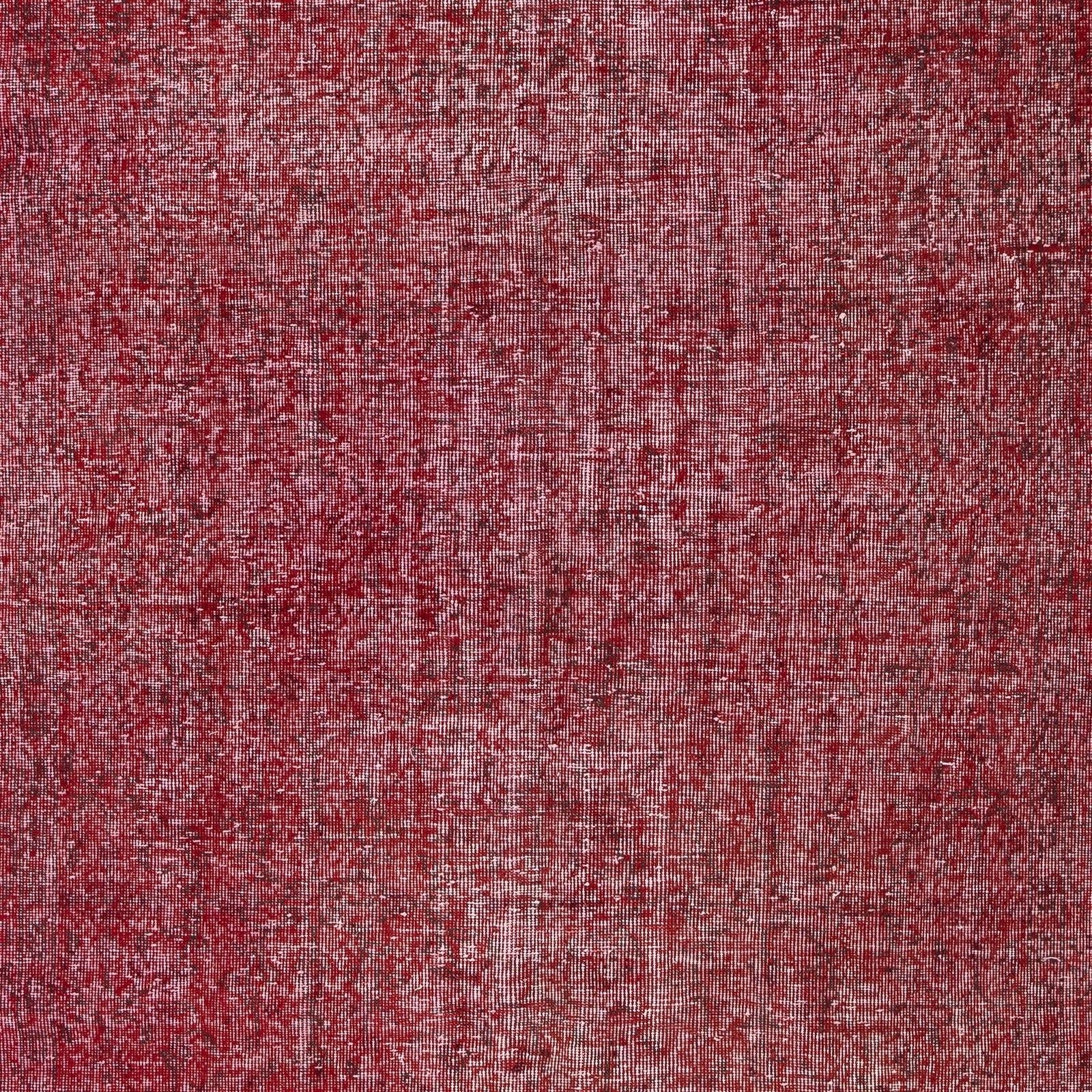 5.3x8.7 Ft Vintage Handmade Turkish Rug Overdyed In Red For Modern Interiors photo Textiles