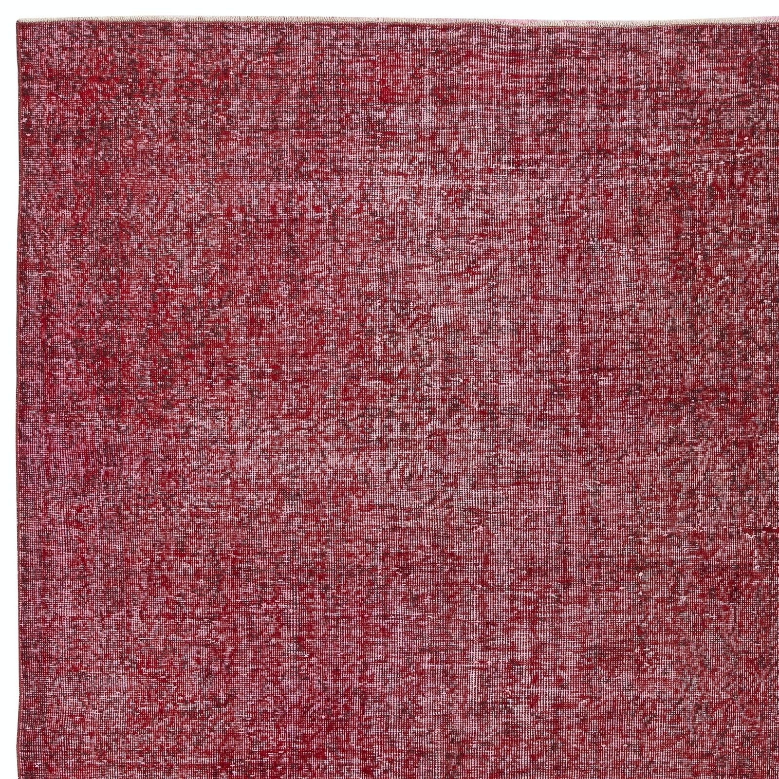 5.3x8.7 Ft Vintage Handmade Turkish Rug Overdyed In Red For Modern Interiors photo 450.0