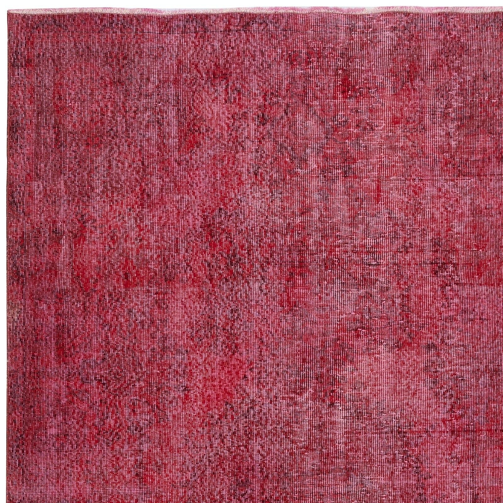 5.5x9.4 Ft Red Overdyed Handmade Rug. Vintage Turkish Area Rug For Living Room photo 504.0