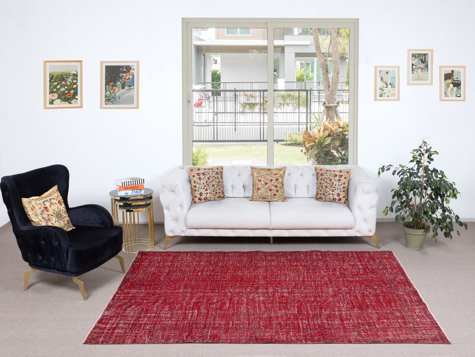 5.7x8.8 Ft Handmade Turkish Rug. Vintage Red Overdyed Area Rug For Living Room photo furniture
