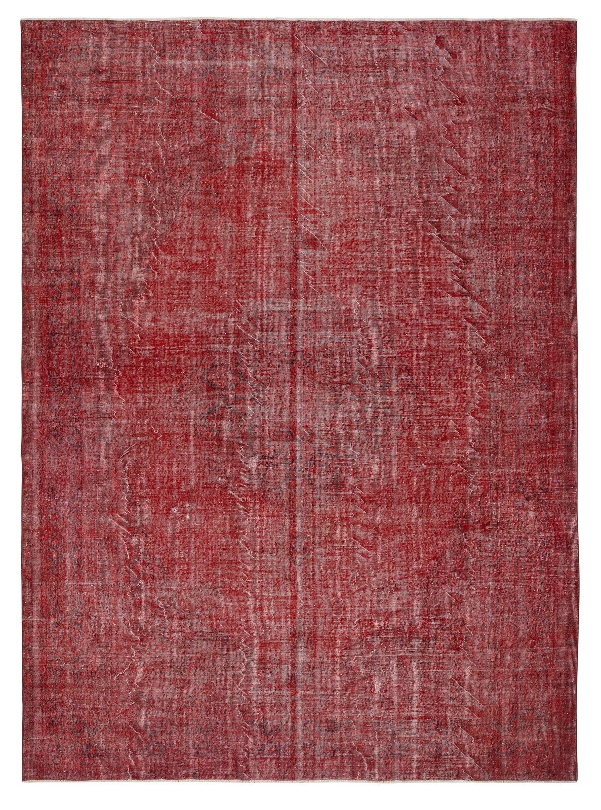 8.6x11.6 Ft Red Overdyed Wool Rug. Vintage Turkish Handmade Area Rug For Bedroom
