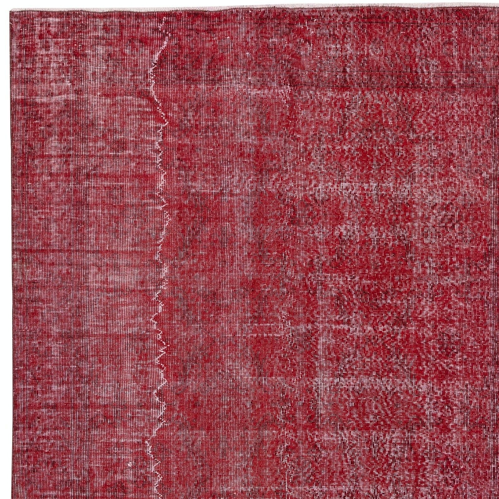 5.4x9.2 Ft Red Overdyed Vintage Rug, Handknotted In Turkey For Modern Interiors photo 485.0