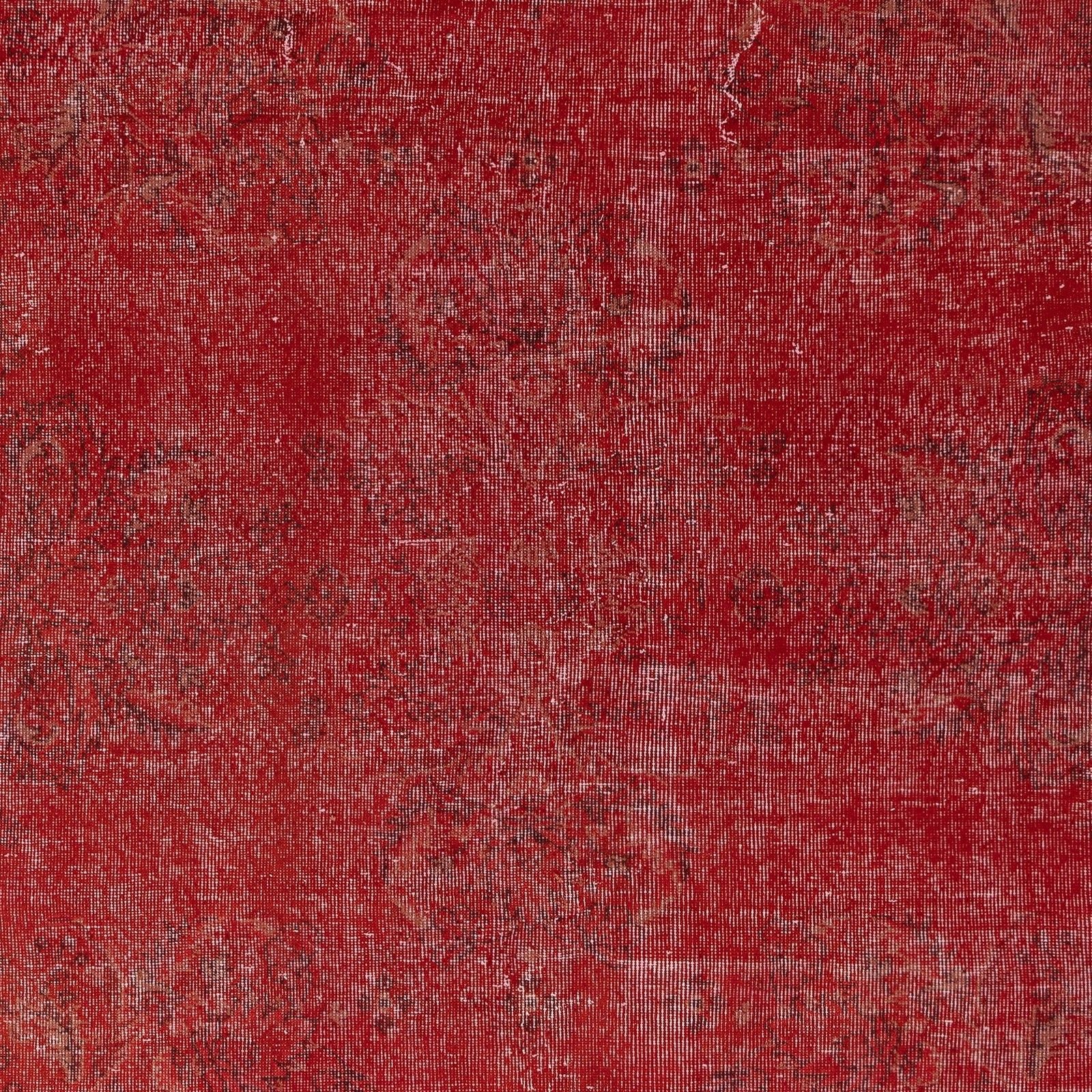 5.5x9.2 Ft Vintage Handmade Turkish Area Rug Redyed In Red For Modern Interiors photo Textiles