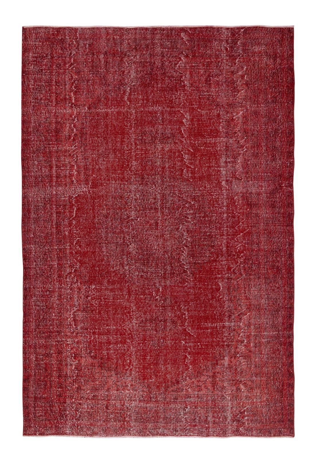 7x10.5 Ft Vintage Red Wool Rug. Handmade Turkish Rug For Contemporary Spaces