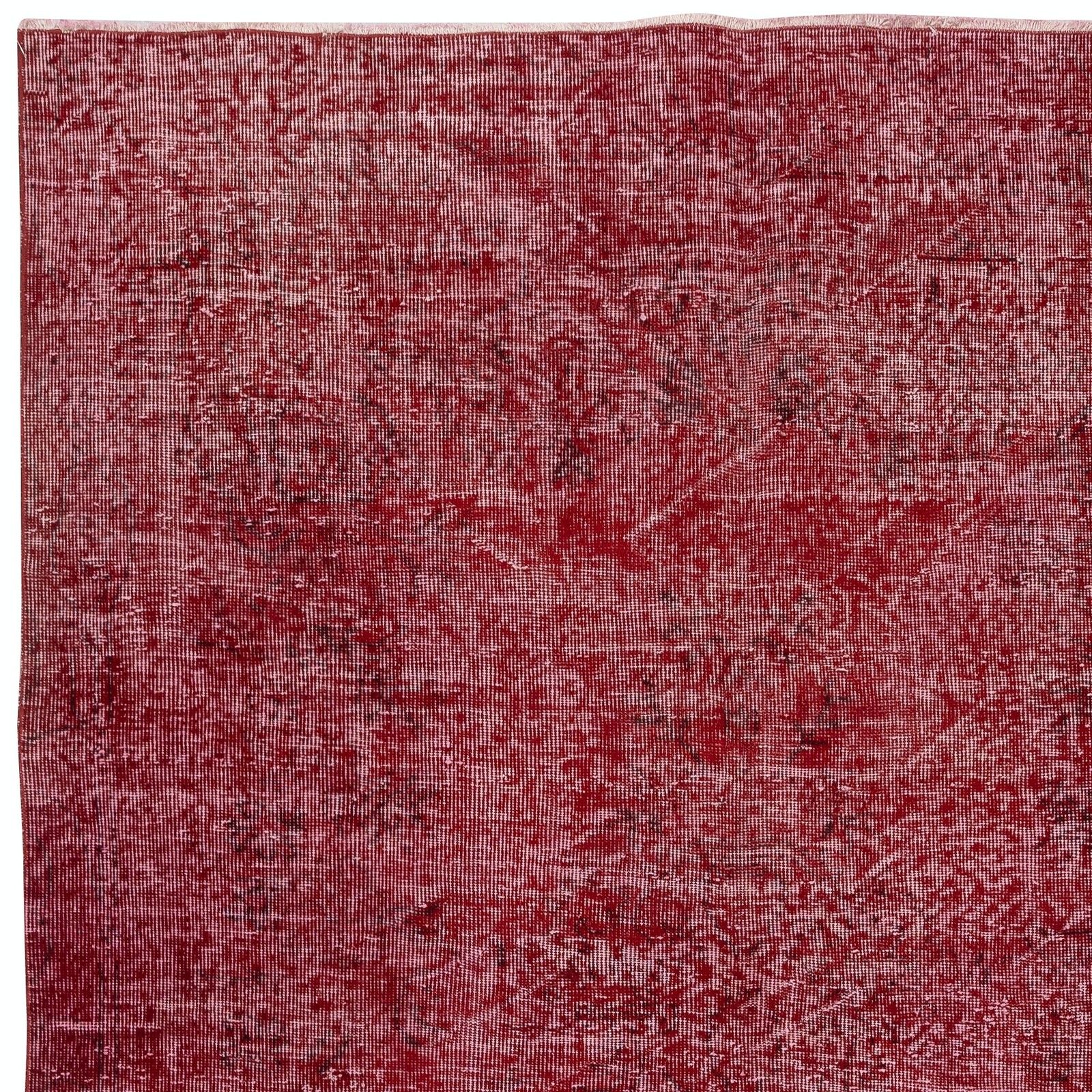5.5x9 Ft Modern Turkish Wool Rug. Vintage Red Overdyed Handmade Area Rug photo 478.0