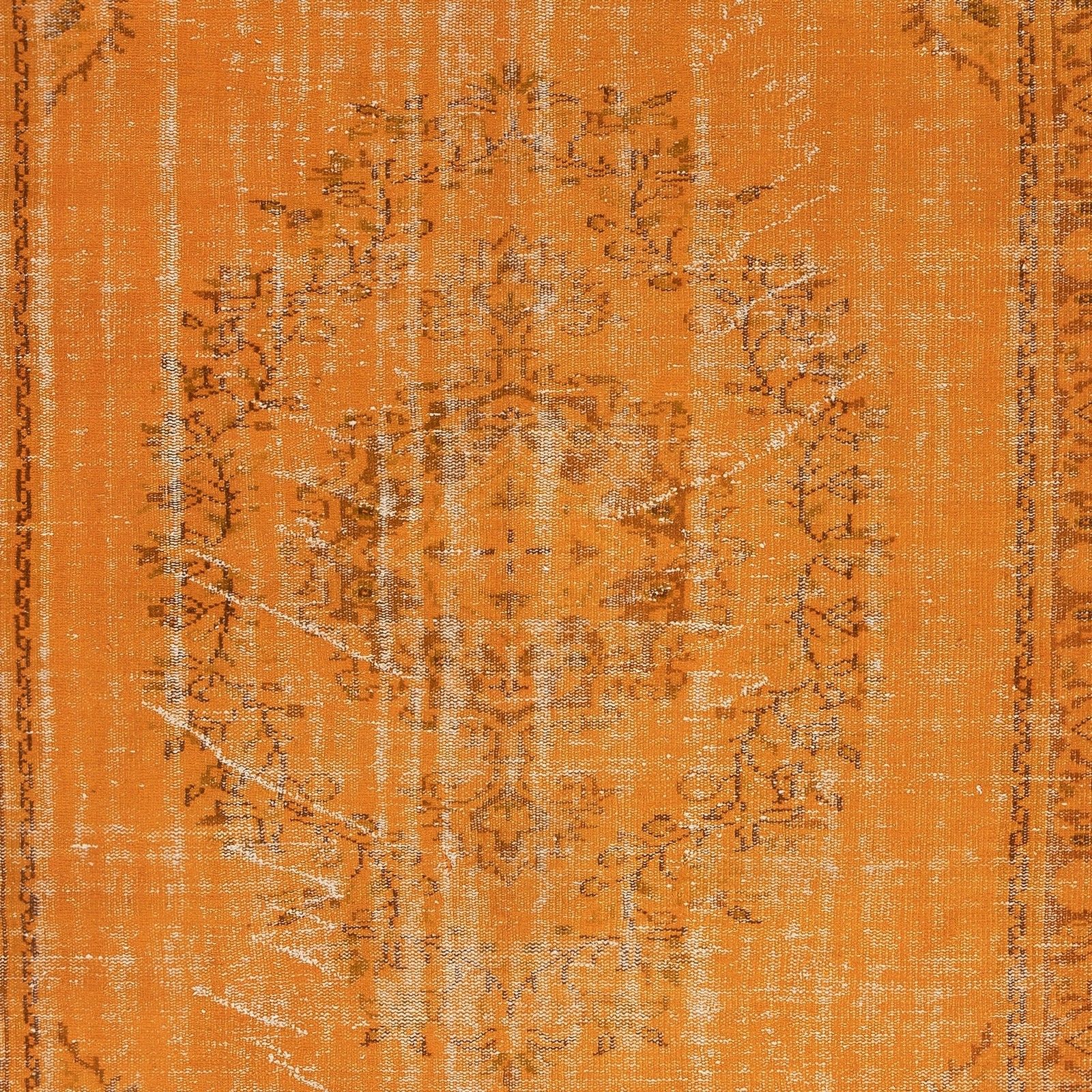 5.7x9 Ft Orange Redyed Vintage Rug For Modern Interiors. Handknotted In Turkey photo Textiles