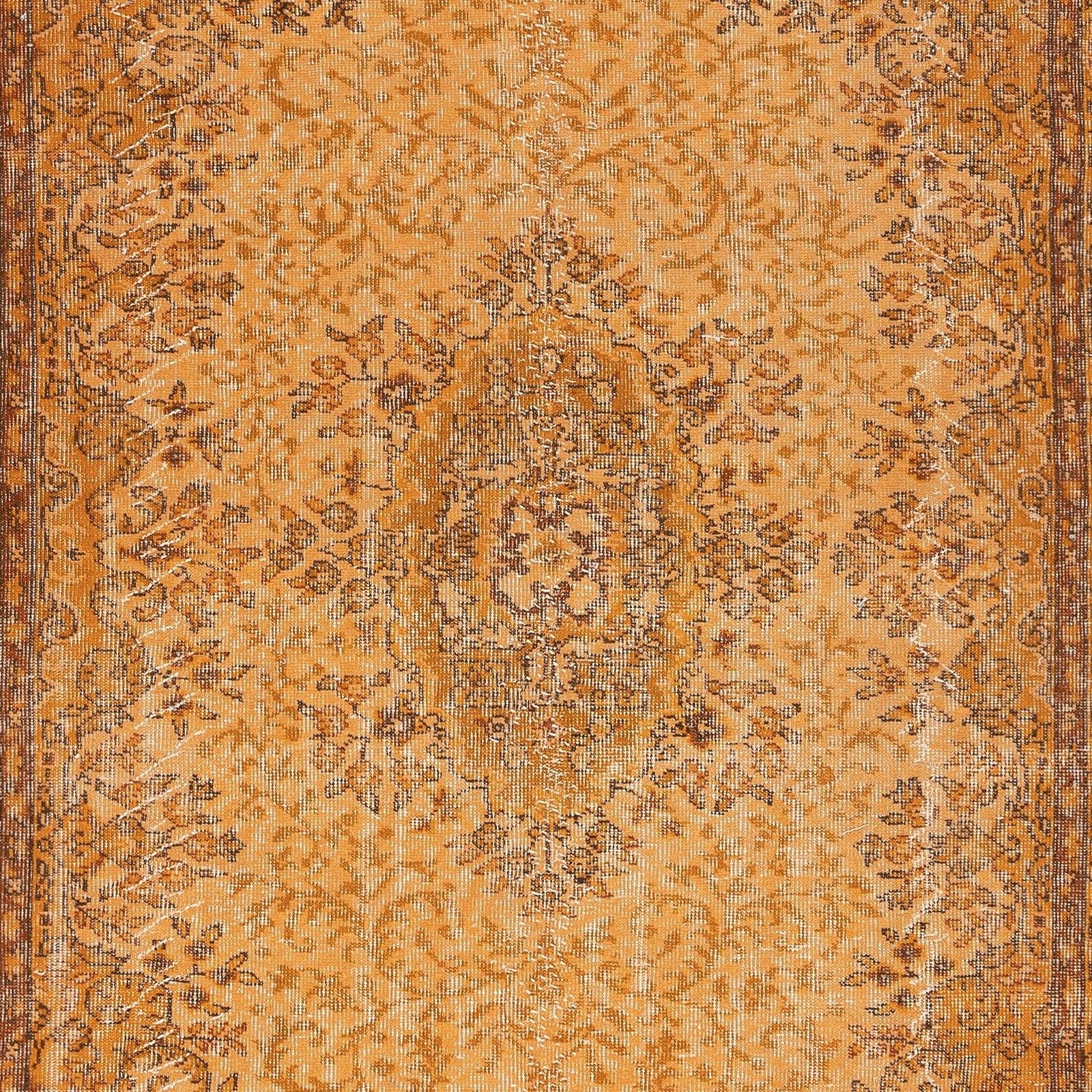 6x9 Ft Vintage Handmade Turkish Area Rug Redyed In Orange For Modern Interiors photo Textiles