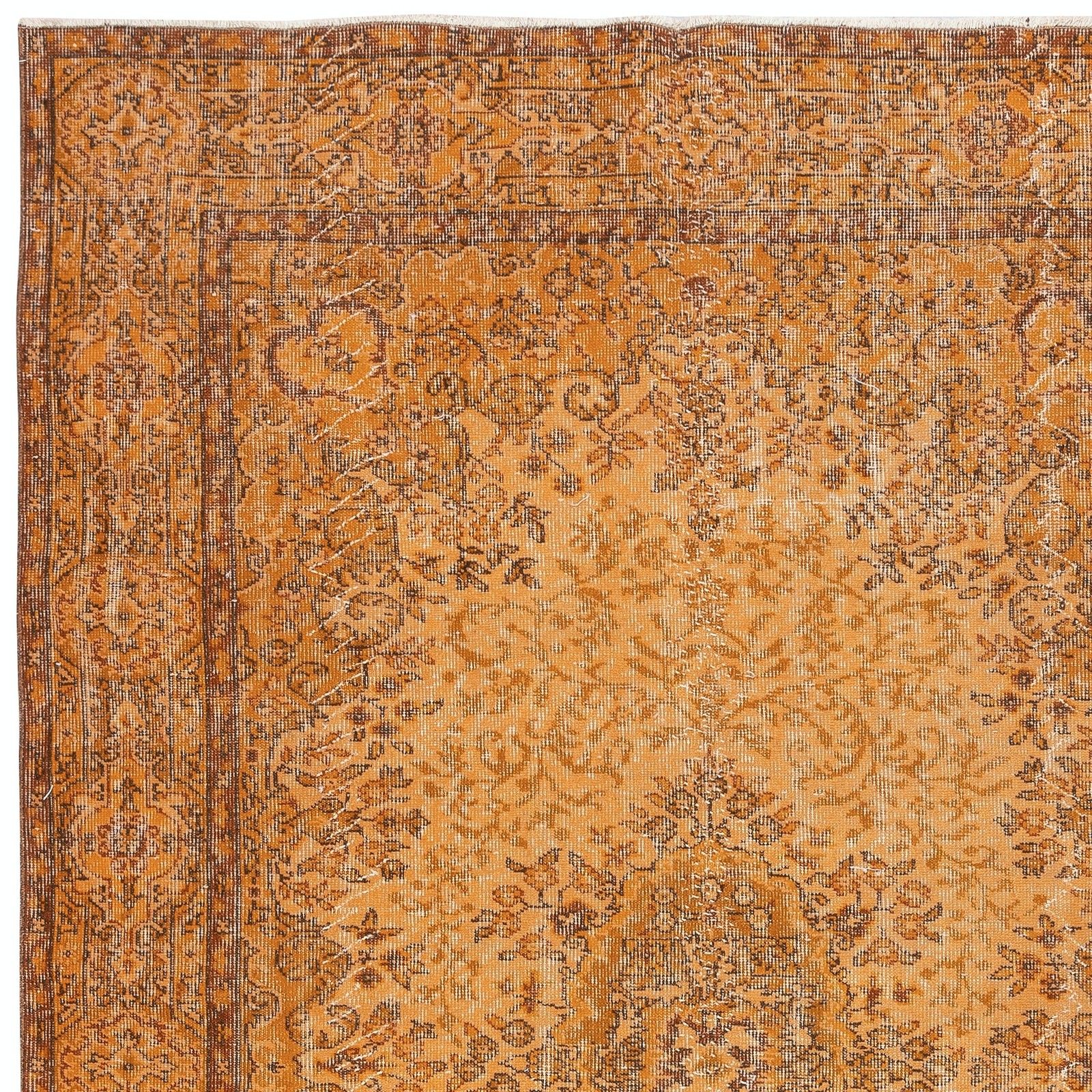 6x9 Ft Vintage Handmade Turkish Area Rug Redyed In Orange For Modern Interiors photo 537.0