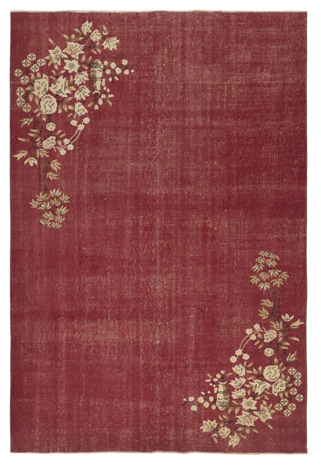6.6x9.5 Ft Vintage Hand Knotted Chinese Art Deco Design Red Area Rug