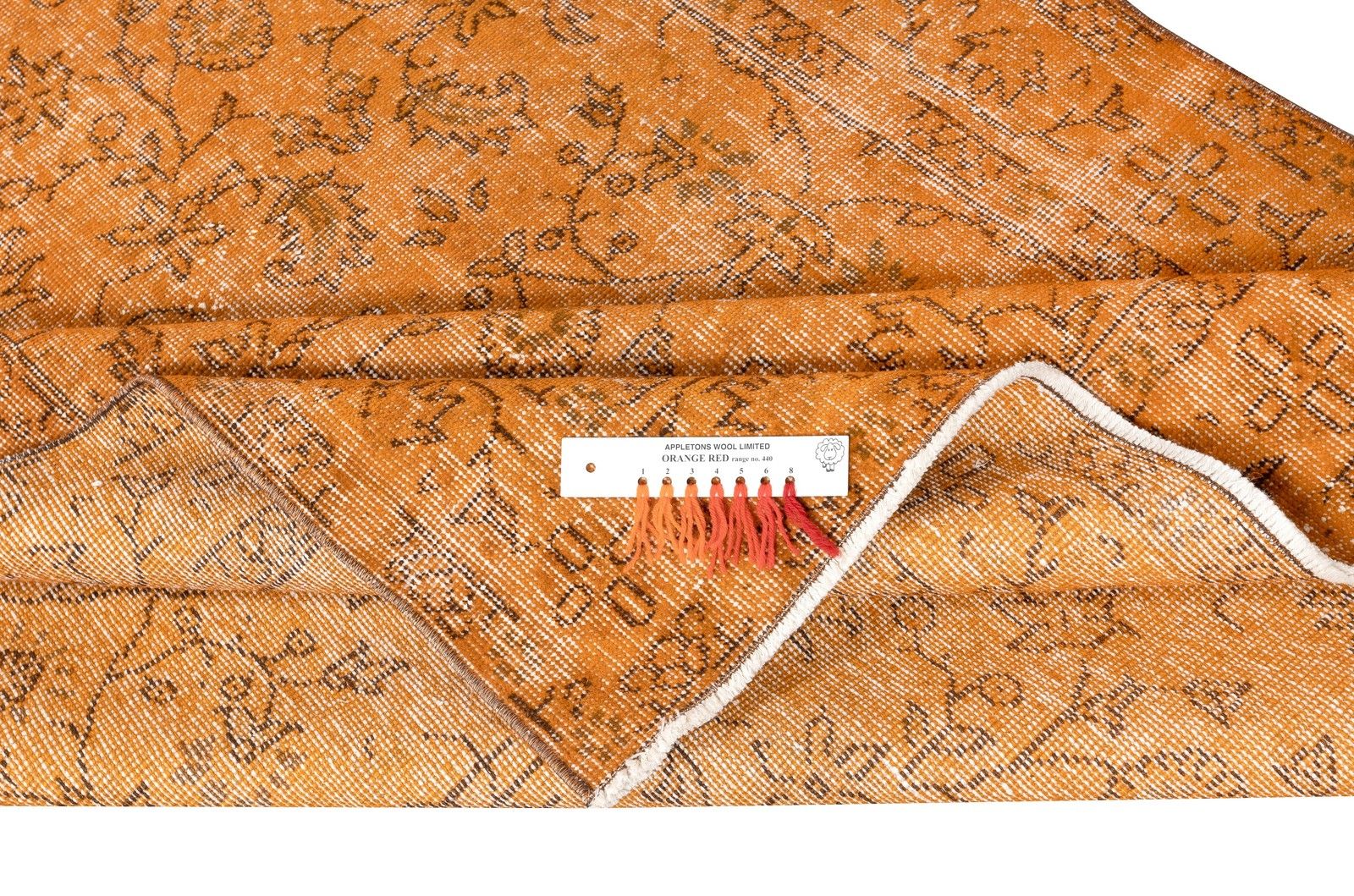 4.8x8.3 Ft Hand Knotted Vintage Rug Overdyed In Orange For Modern Interiors photo for sale