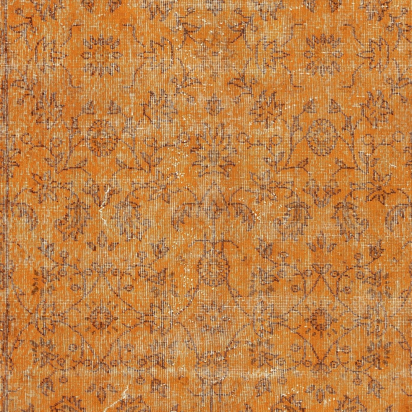 4.8x8.3 Ft Hand Knotted Vintage Rug Overdyed In Orange For Modern Interiors photo Textiles