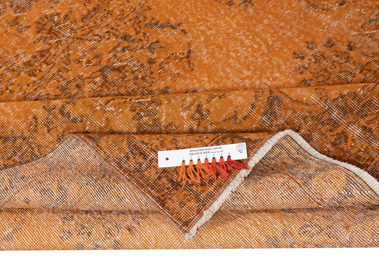 6.7x10 Ft Orange Turkish Rug For Bedroom. Vintage Handmade Rug For Living Room photo for sale