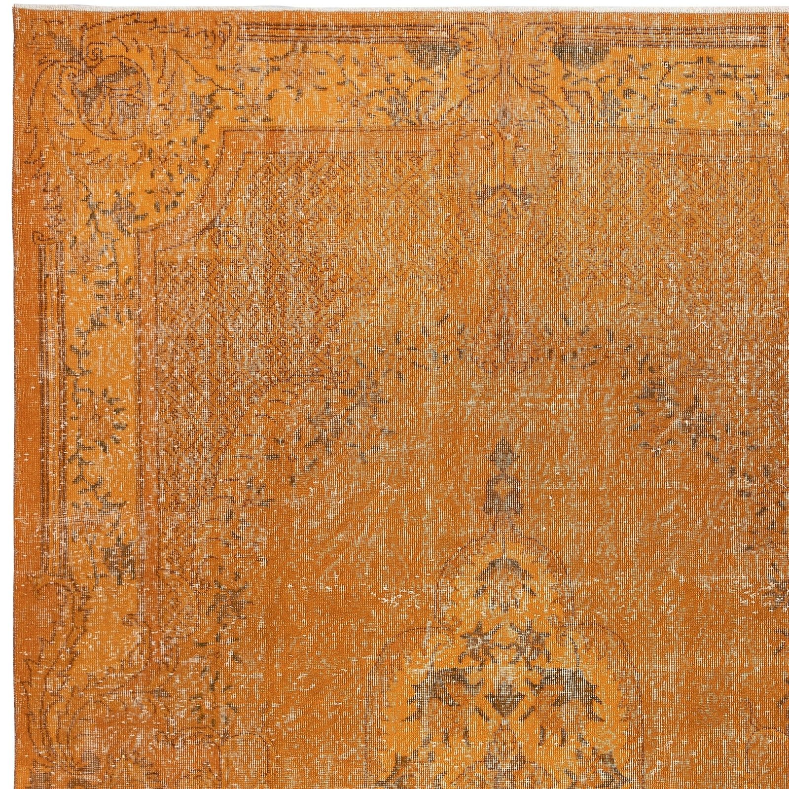6.8x10.4 Ft Orange Overdyed Handmade Rug. Vintage Turkish Rug For Living Room photo 735.0