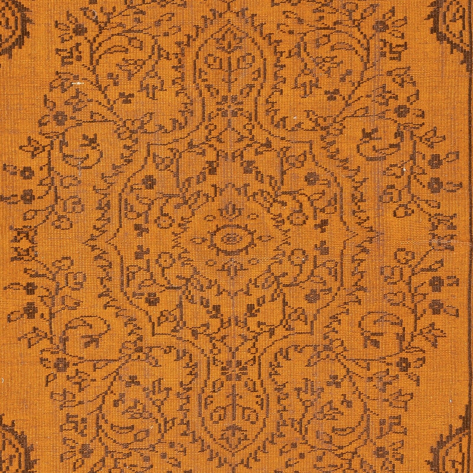 5.7x9 Ft Orange Redyed Vintage Rug For Modern Living Room. Handknotted In Turkey photo Textiles
