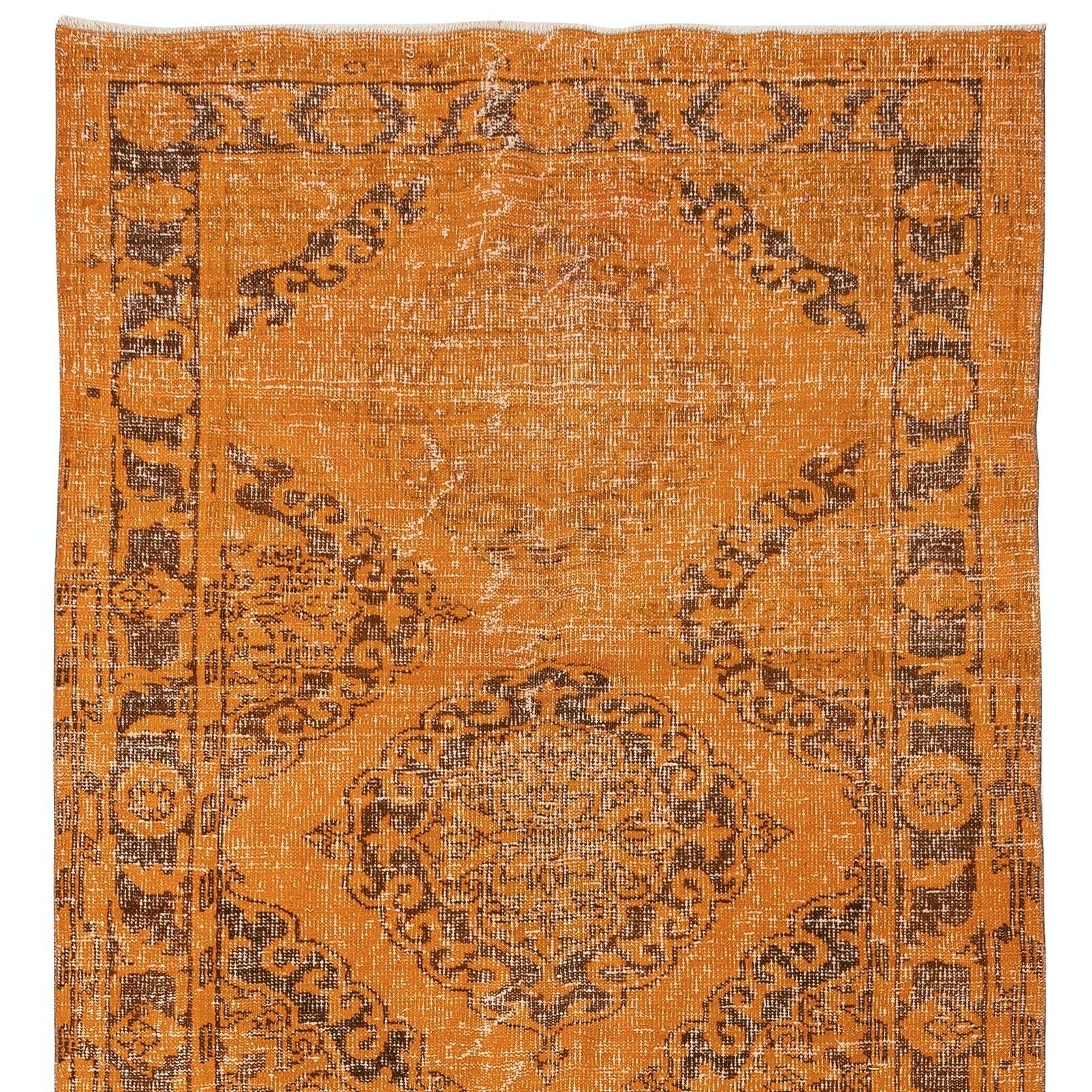 4.5x12.6 Ft Orange Runner Rug. Wool Hallway Rug. Kitchen Runner Rug. Stair Rug photo 692.0